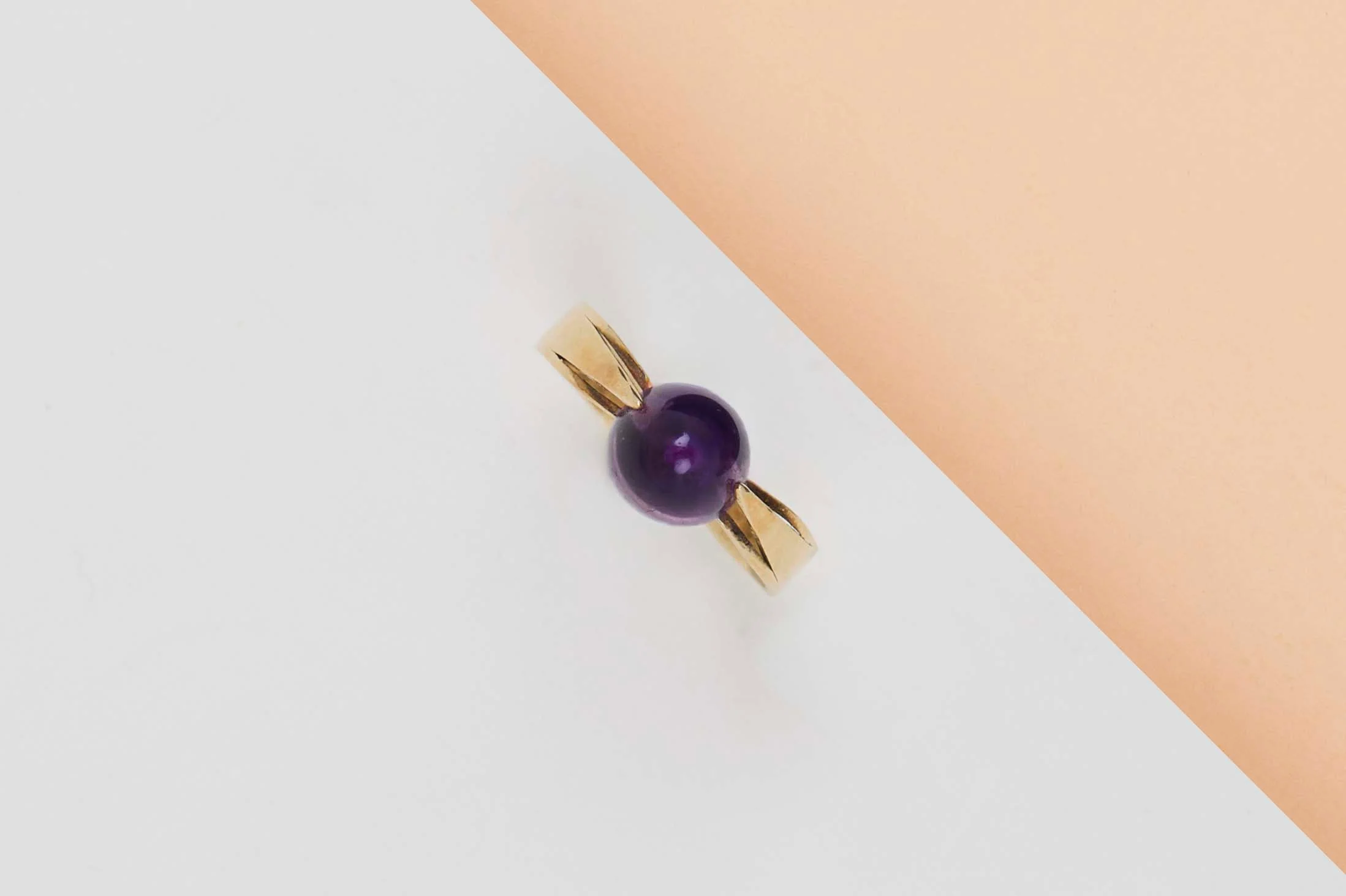 14 ct. Yellow Gold Ring - Amethyst - Size 57 - Image 2