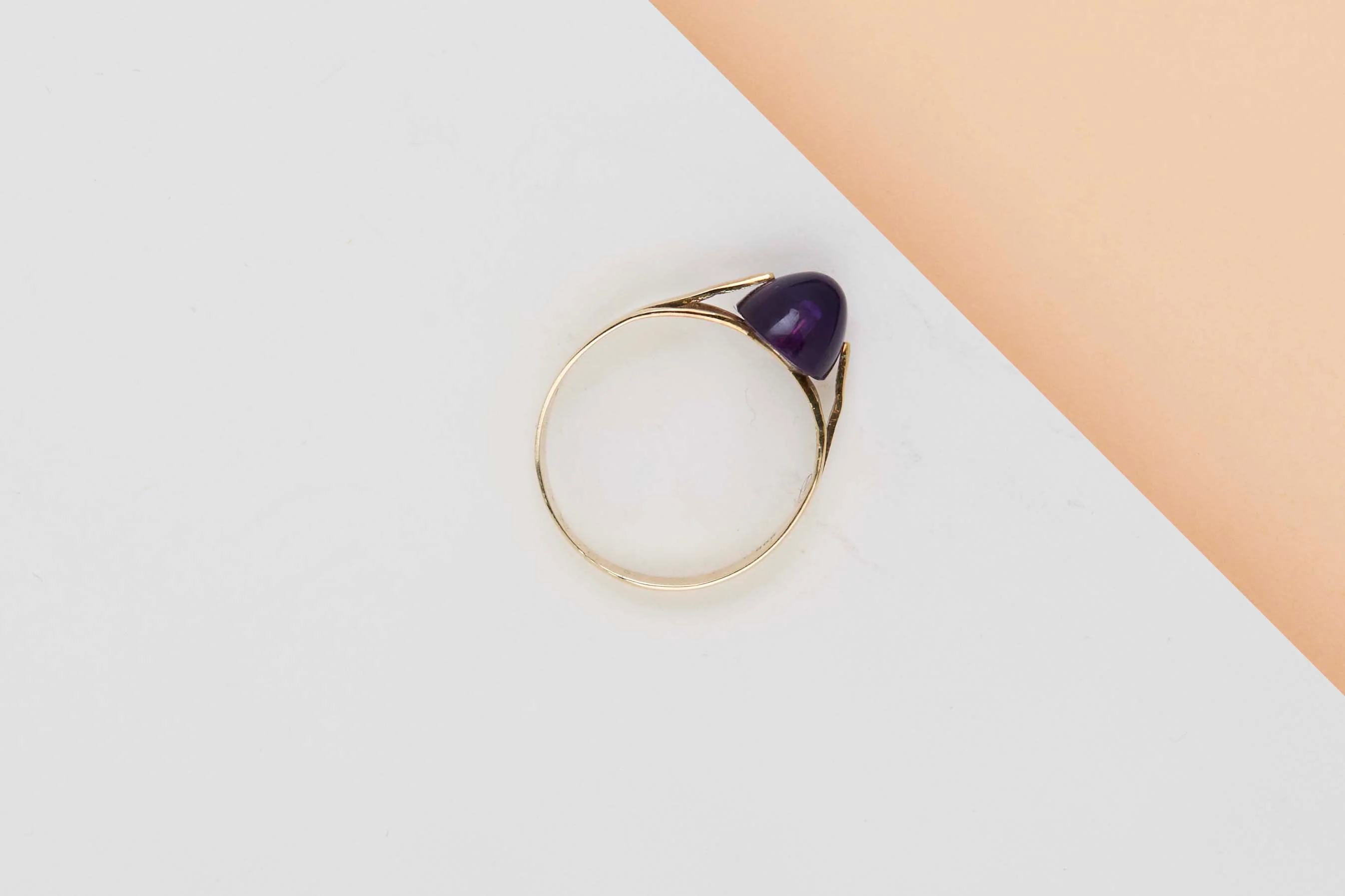 14 ct. Yellow Gold Ring - Amethyst - Size 57 - Image 3