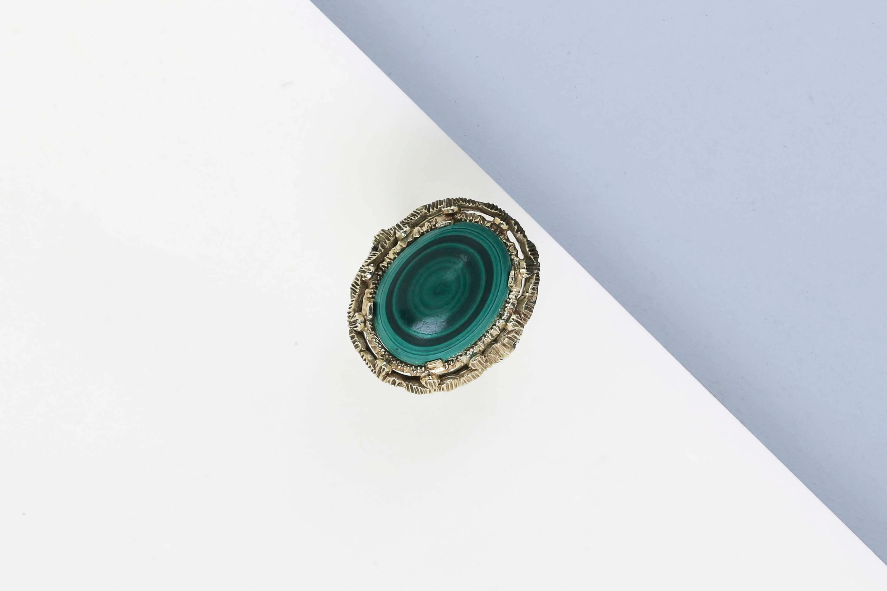 14 ct. Yellow Gold Ring - Malachite - Size 55 - Image 2