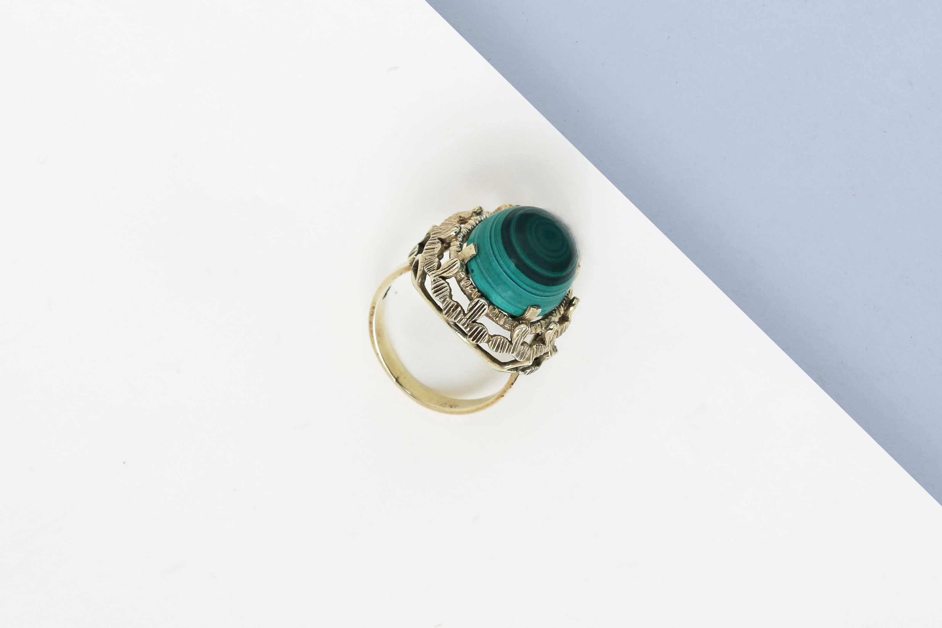 14 ct. Yellow Gold Ring - Malachite - Size 55 - Image 3