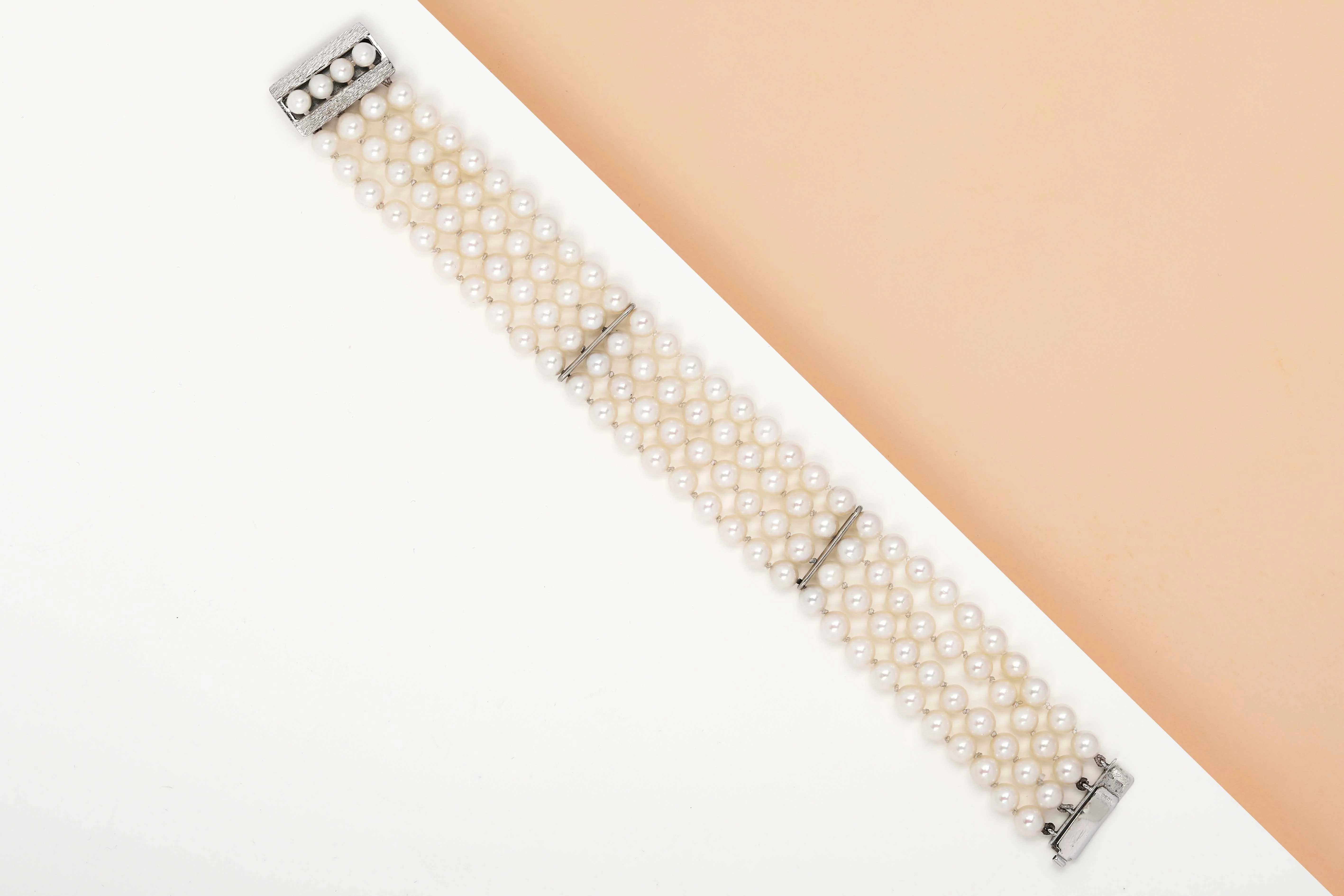 14ct. White Gold Bracelet with Pearls - 20 CM - Image 2