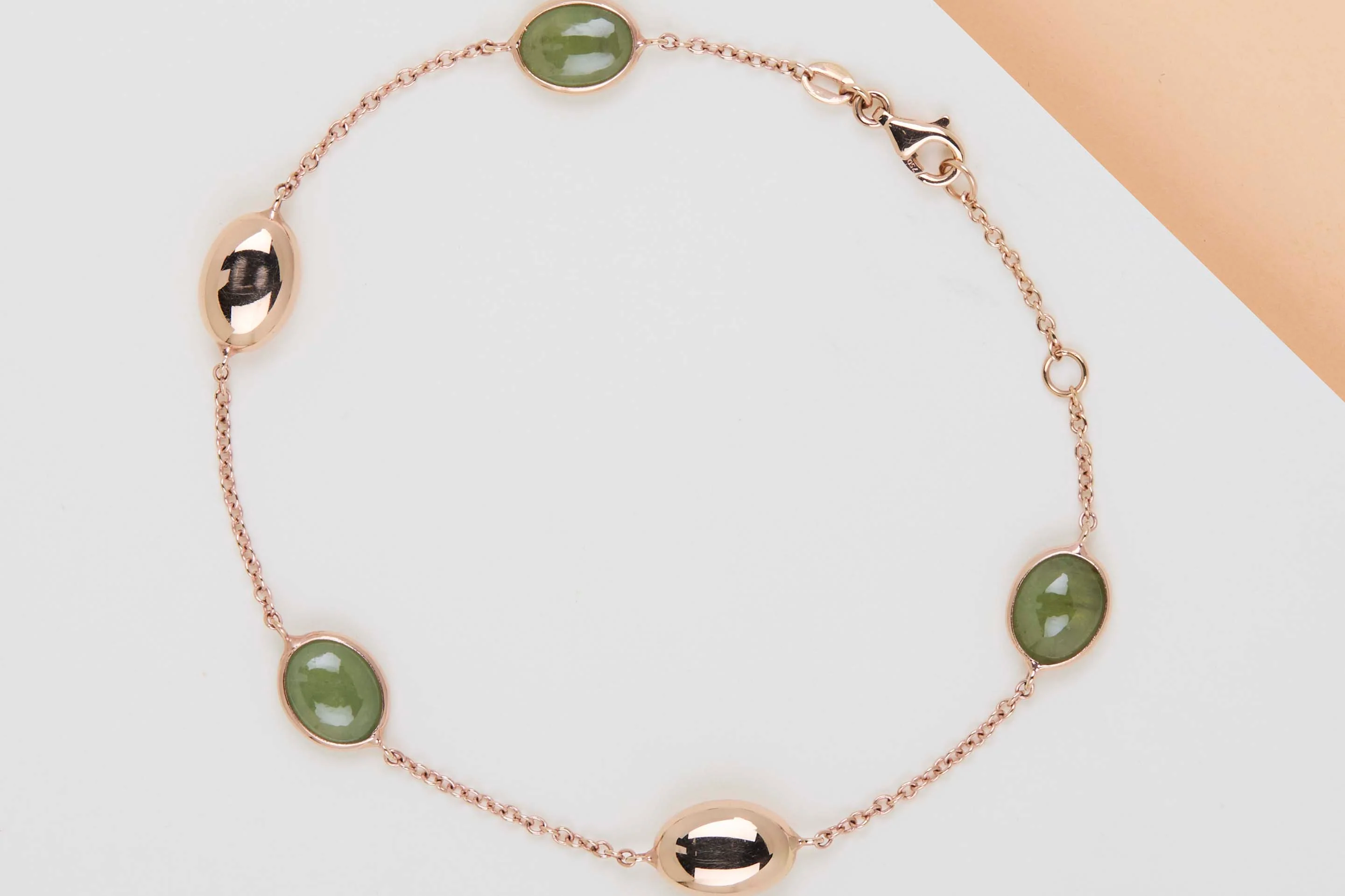18 ct. Rose Gold Bracelet - Tourmaline - 19 CM