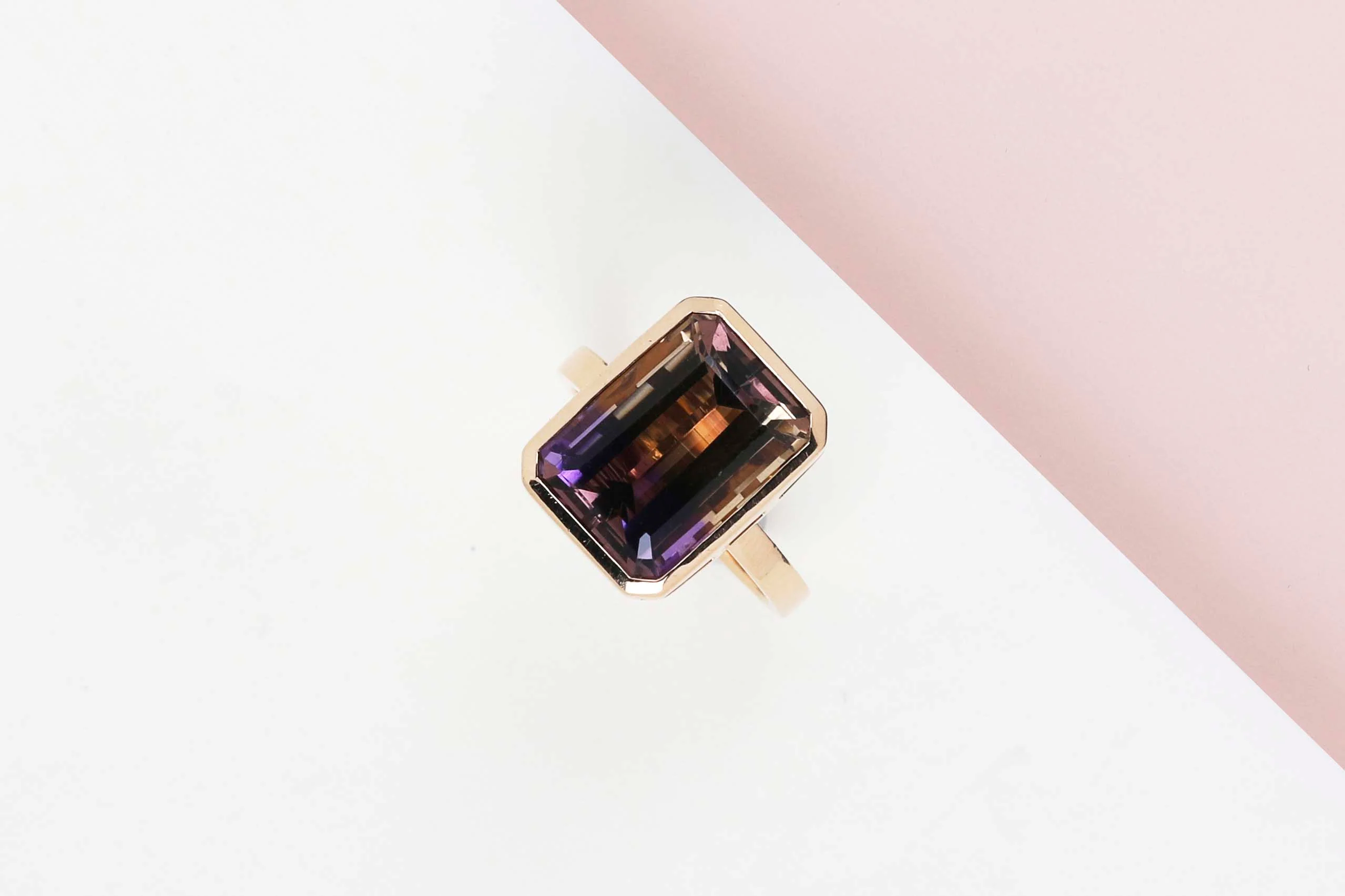 18 ct. Rose Gold Ring - Ametrine - Size 59 - Image 2