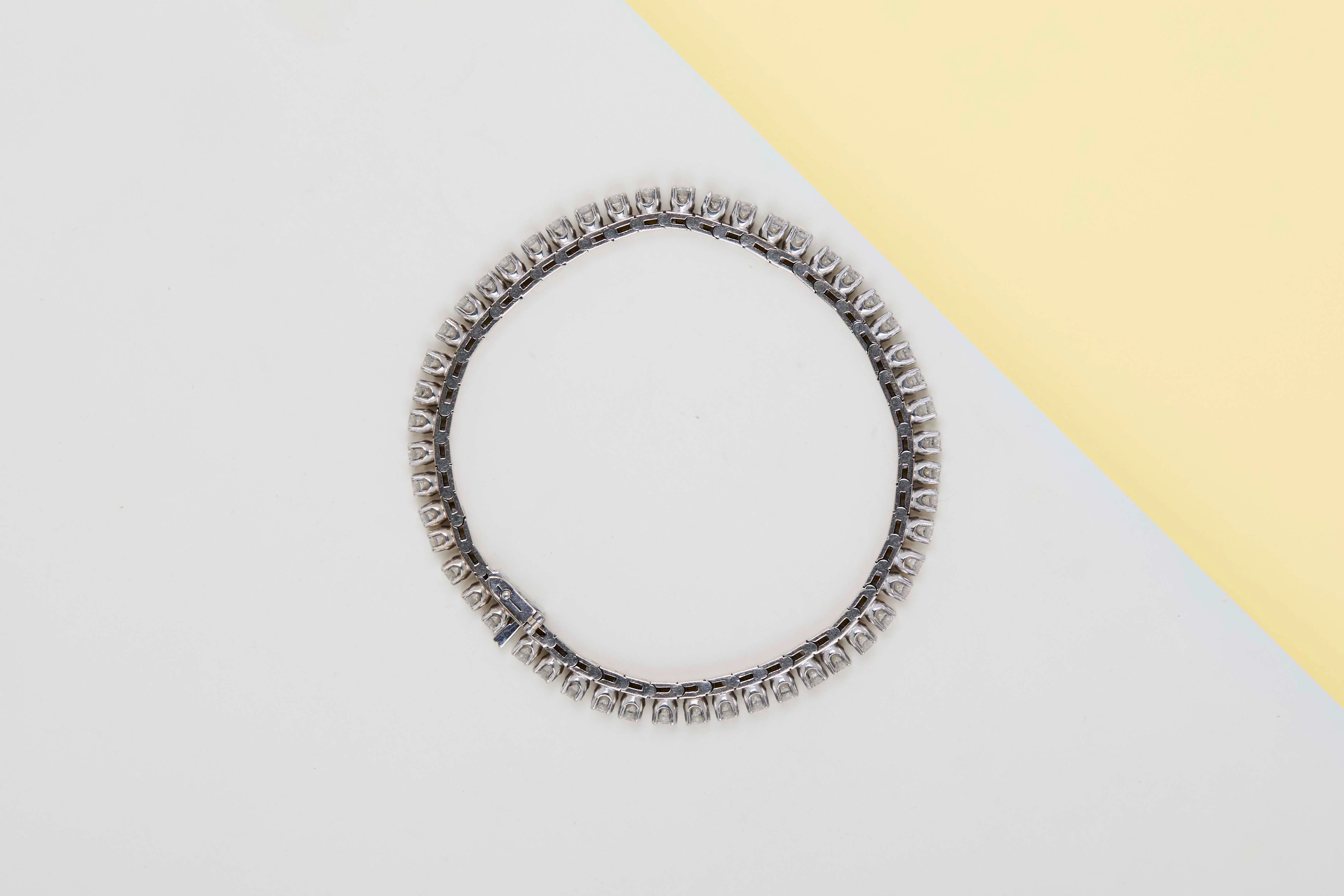 18 ct. White Gold Tennisbracelet - Diamonds - 18CM - Image 2