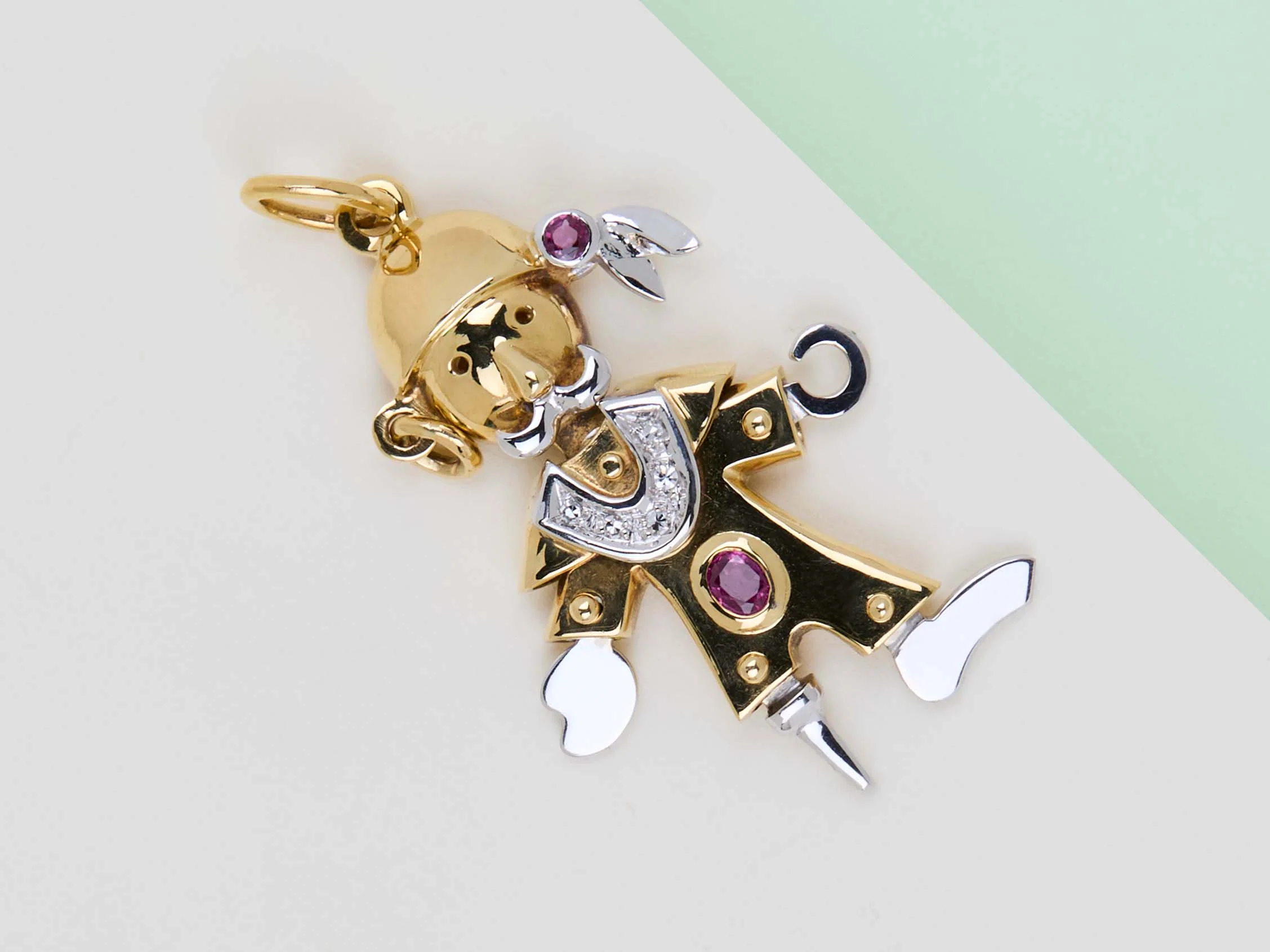 18 ct. White & Yellow Gold Pendant - Rubies and Diamonds