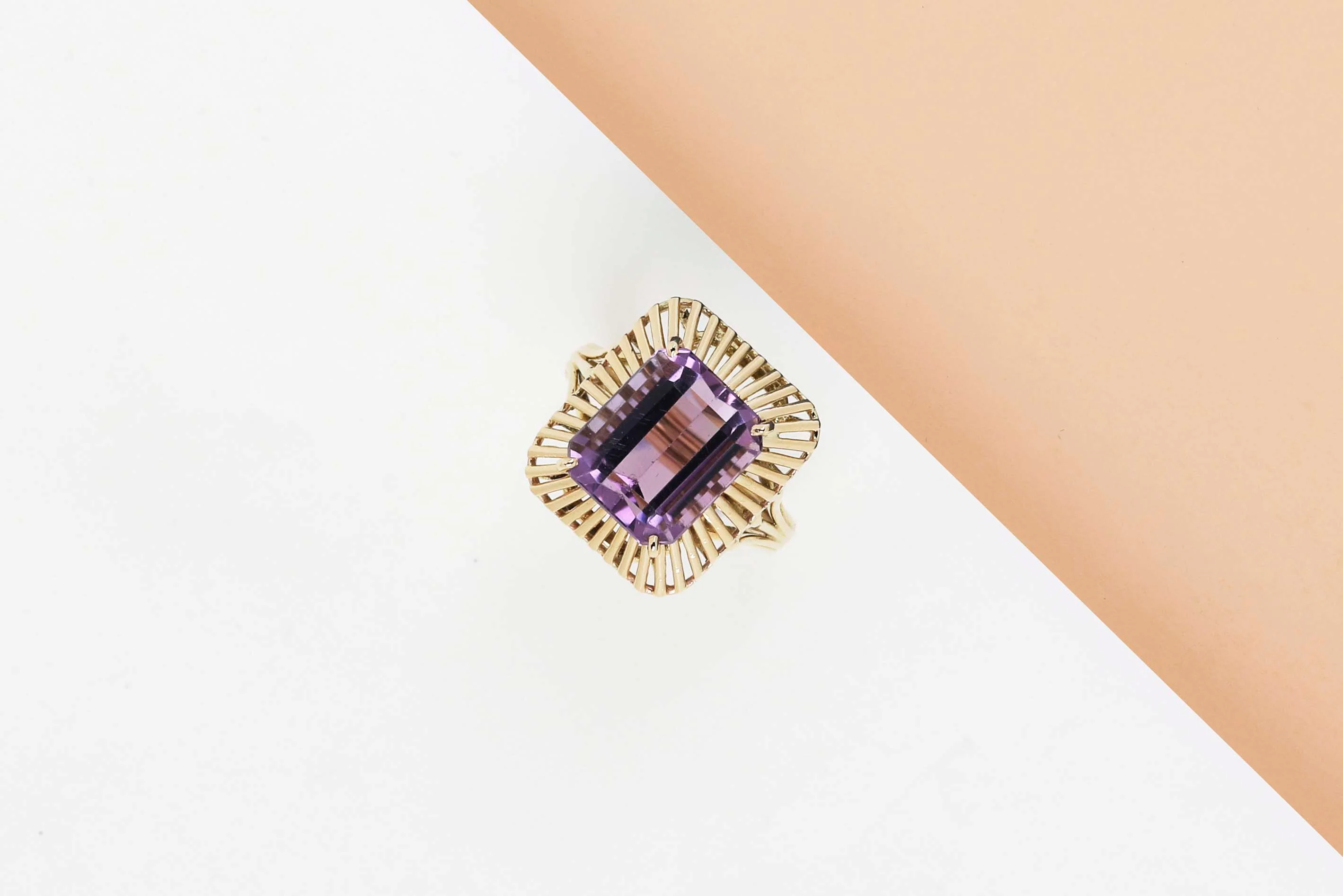 18 ct. Yellow Gold Ring - Amethyst - Size 56 - Image 2