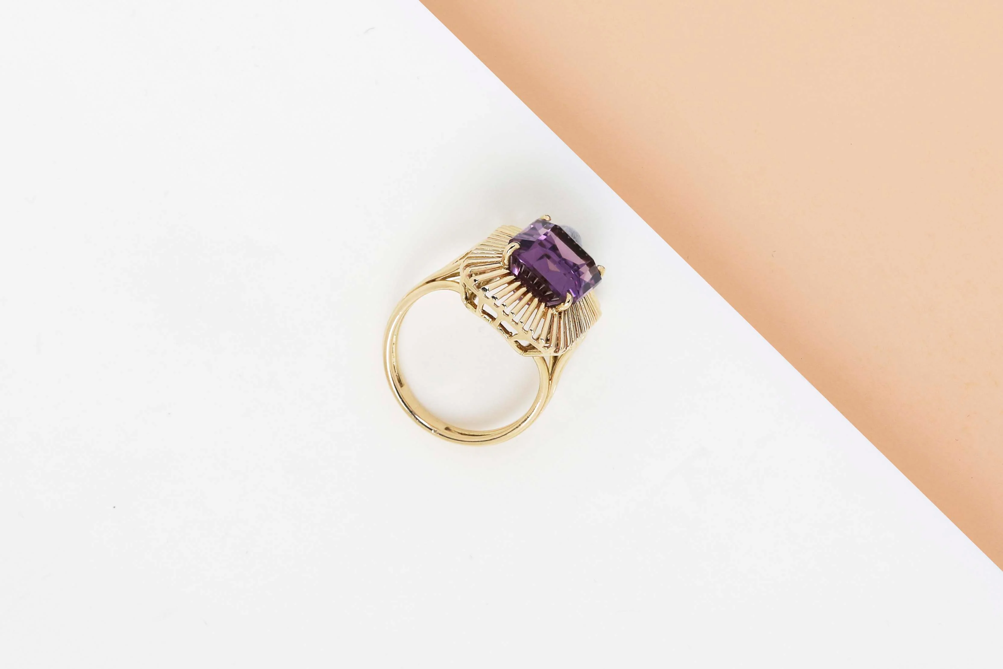 18 ct. Yellow Gold Ring - Amethyst - Size 56 - Image 3