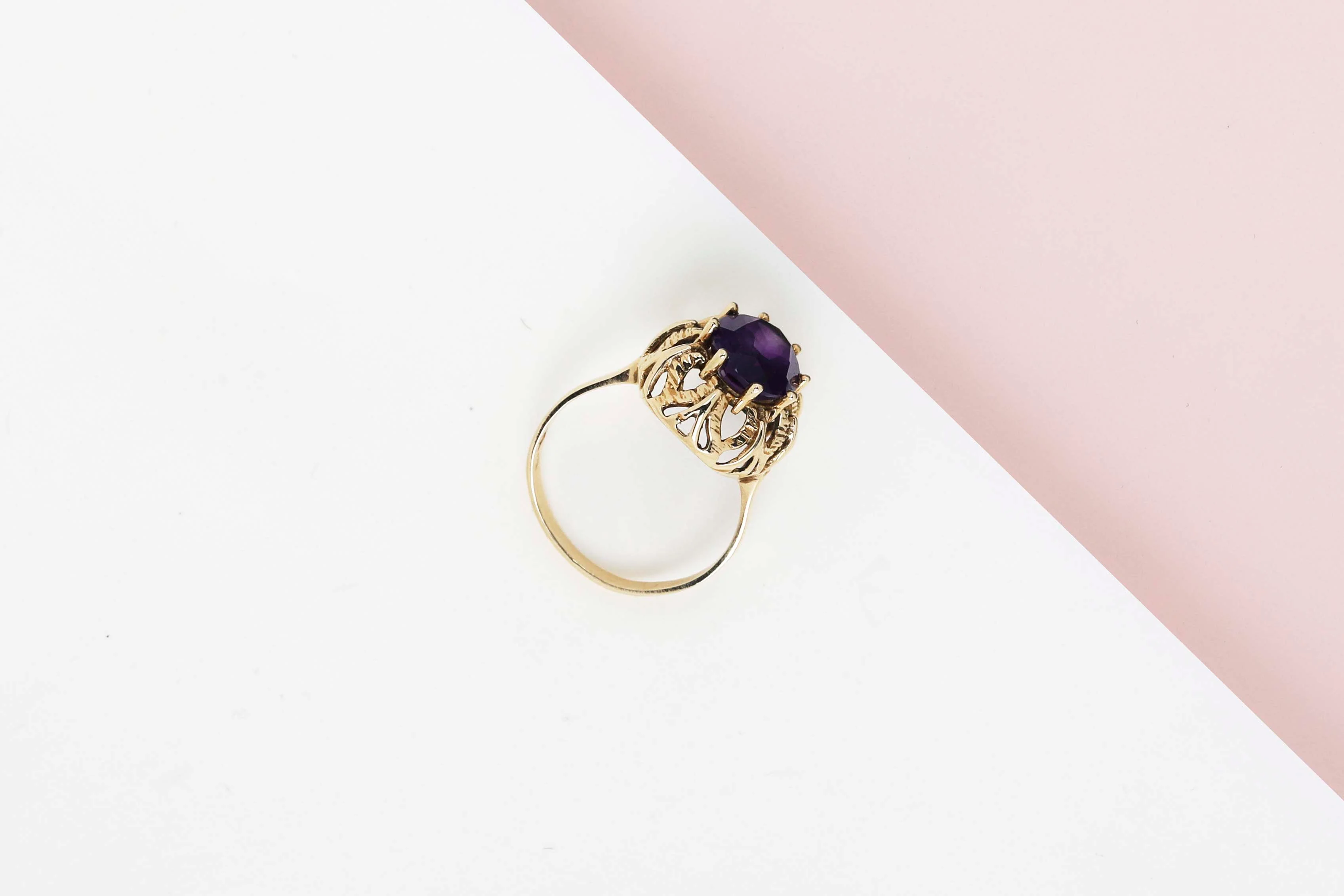 18 ct. Yellow Gold Ring - Amethyst - Size 58 - Image 3