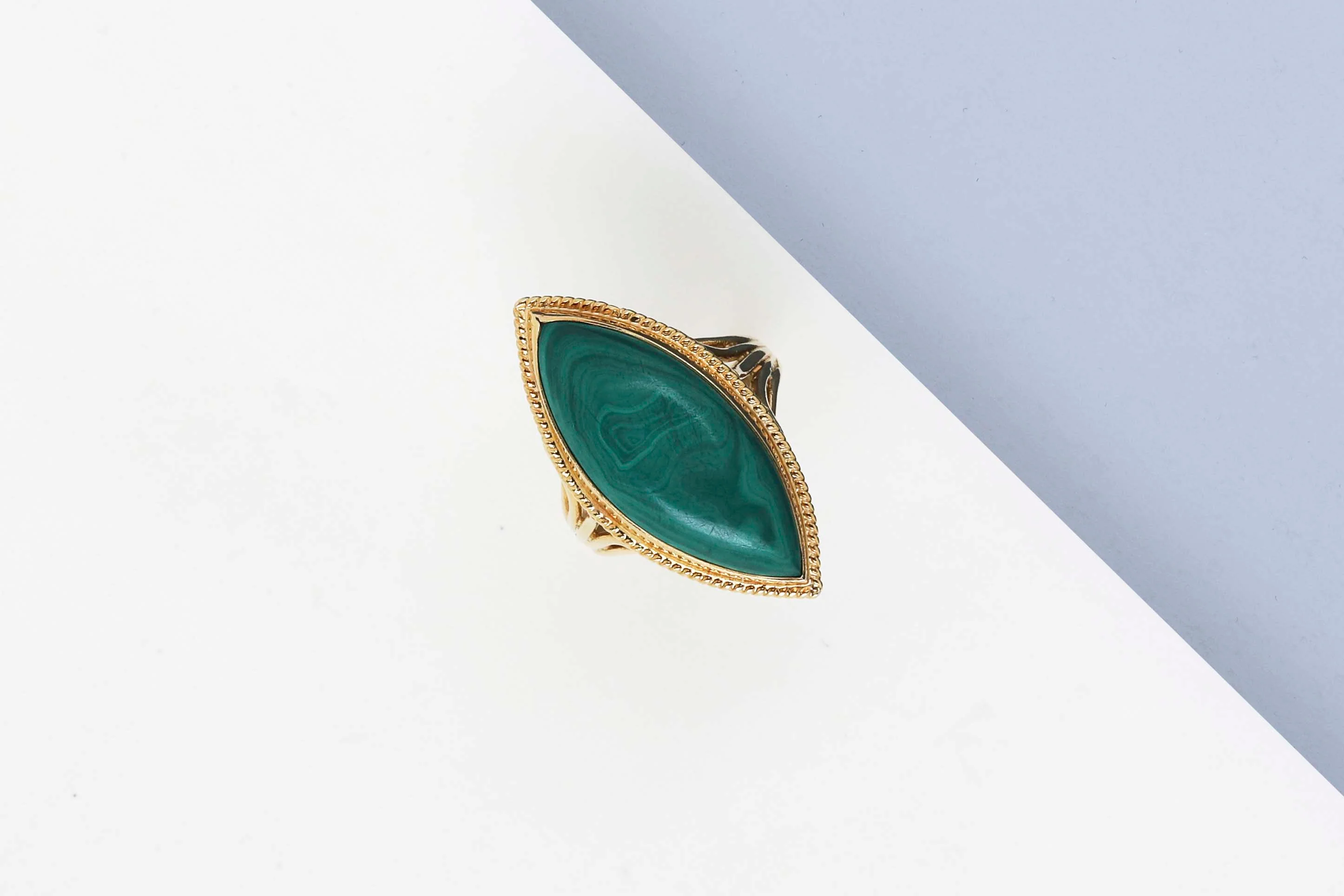 18 ct. Yellow Gold Ring - Malachite - Size 55 - Image 2