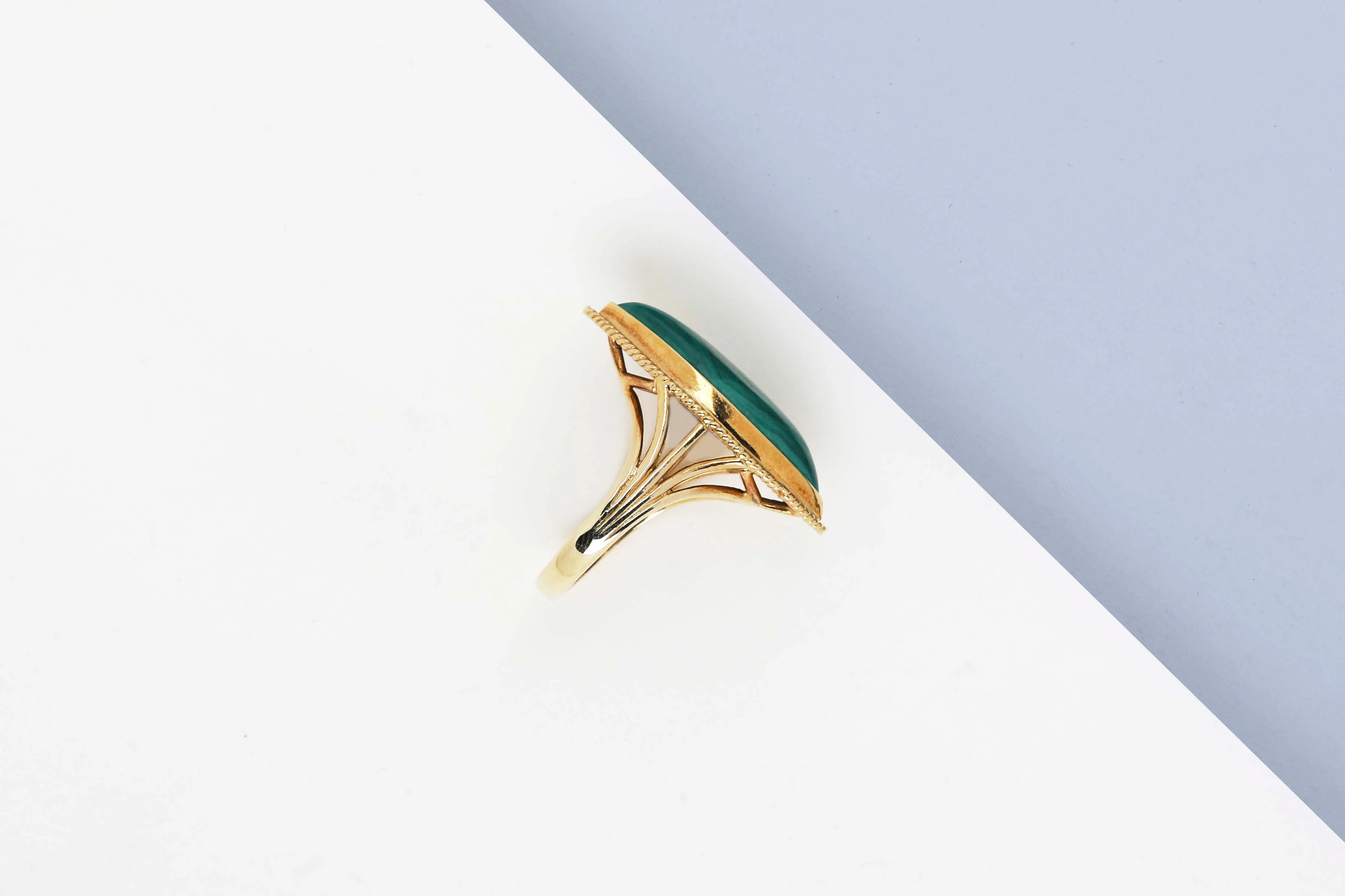 18 ct. Yellow Gold Ring - Malachite - Size 55 - Image 3