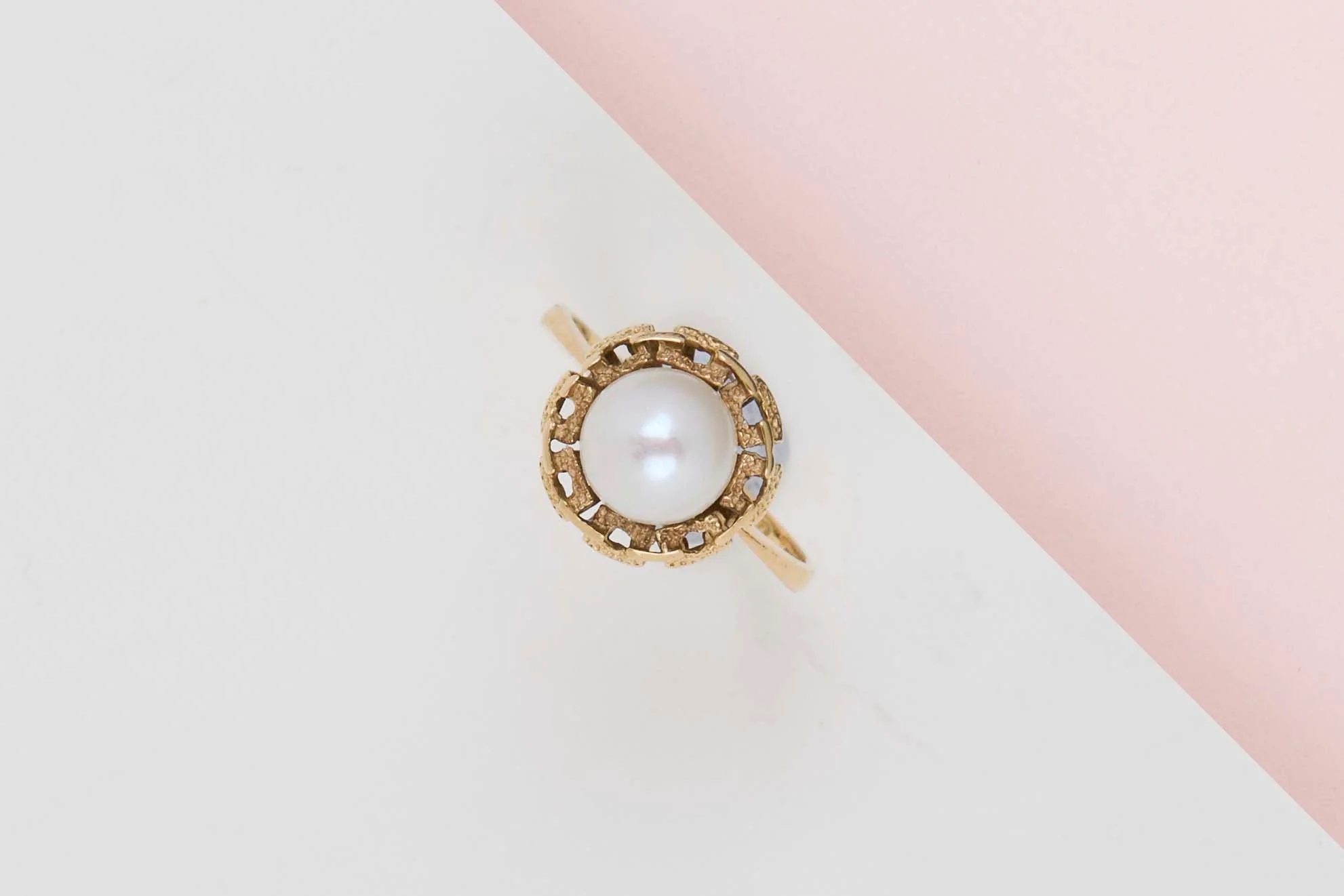 18 ct. Yellow Gold Ring - Pearl - Size 52 - Image 2