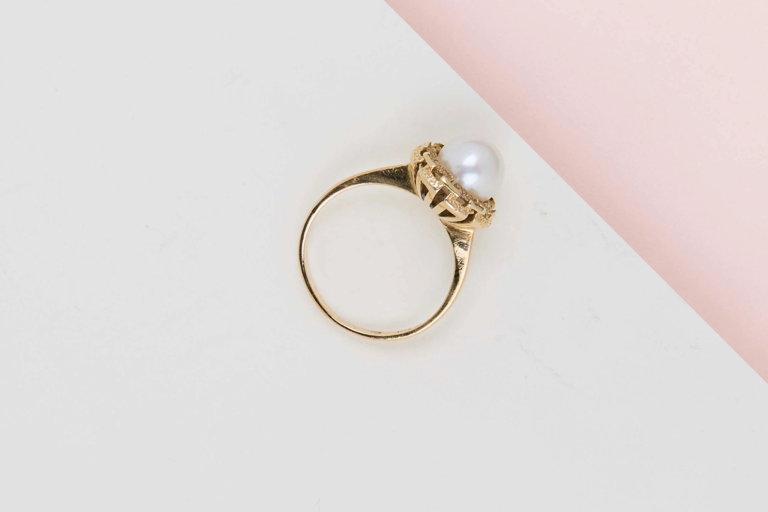 18 ct. Yellow Gold Ring - Pearl - Size 52 - Image 3