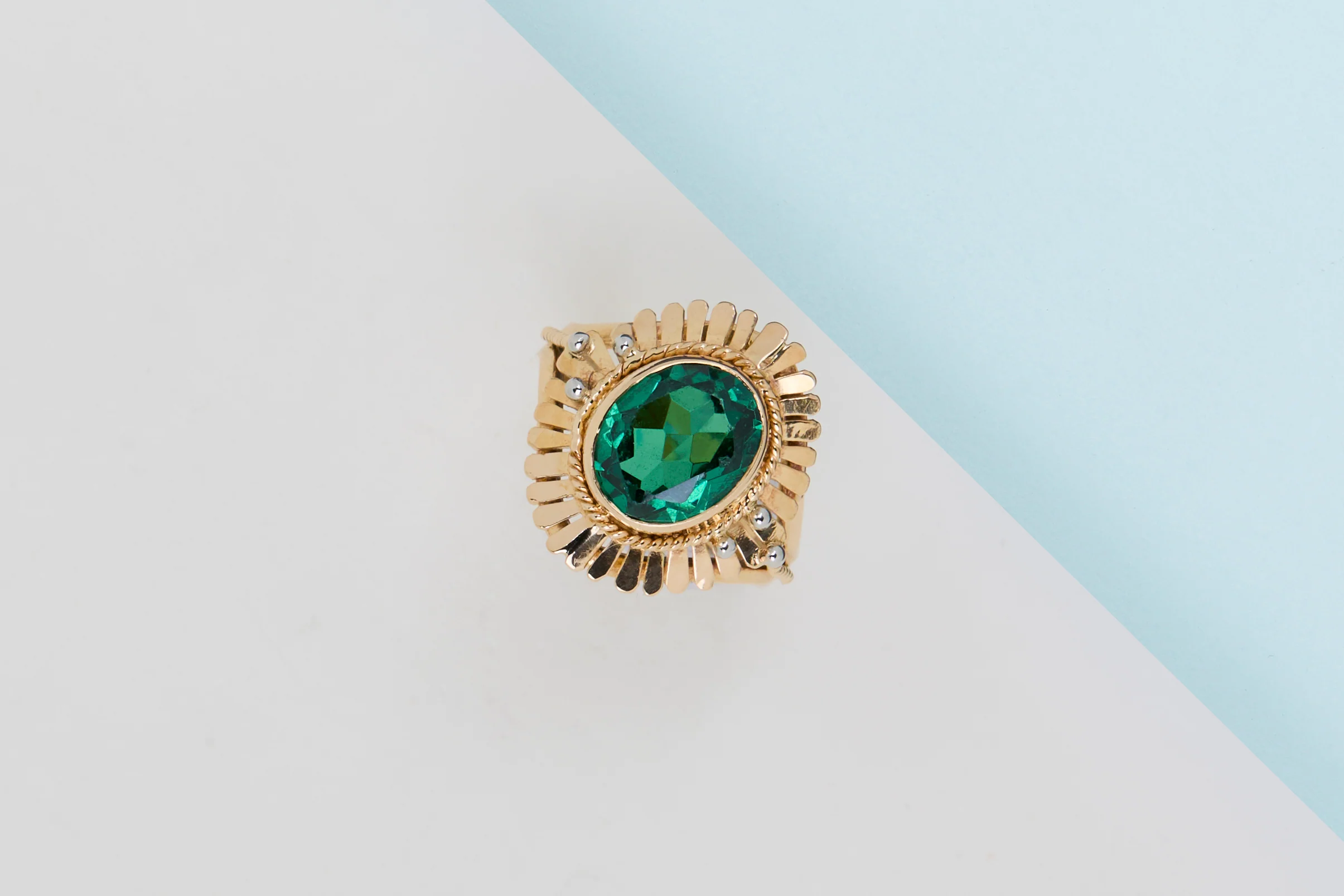 18 ct. Yellow Gold - Synthetic Tourmaline - Size 57 - Image 2