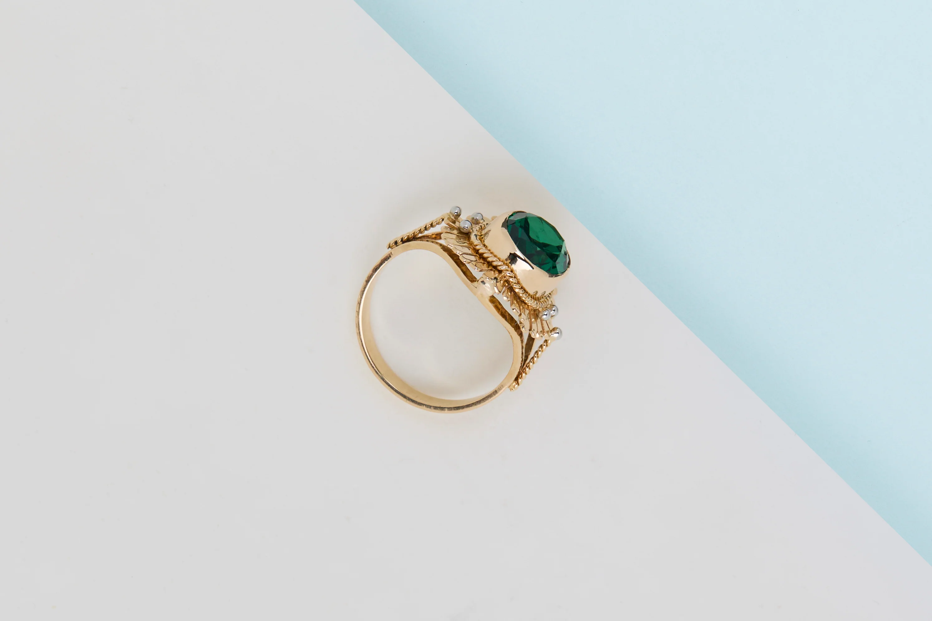 18 ct. Yellow Gold - Synthetic Tourmaline - Size 57 - Image 3