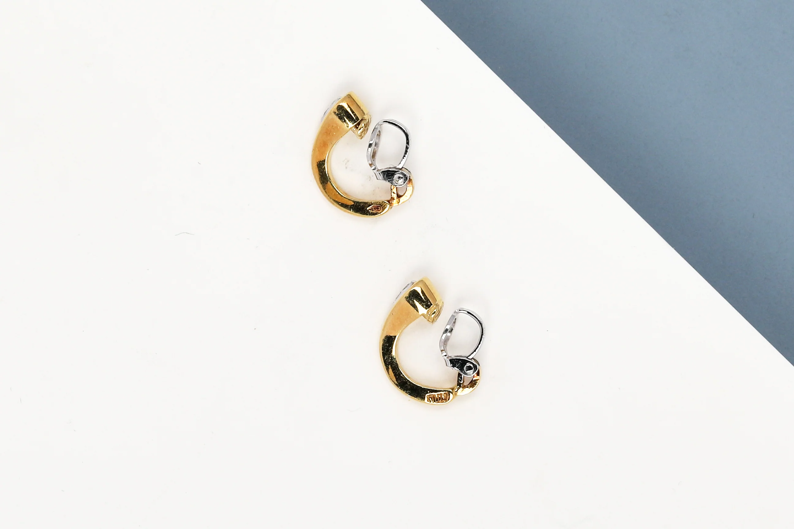 18ct. Yellow and White Gold Earrings with Diamond - Image 2