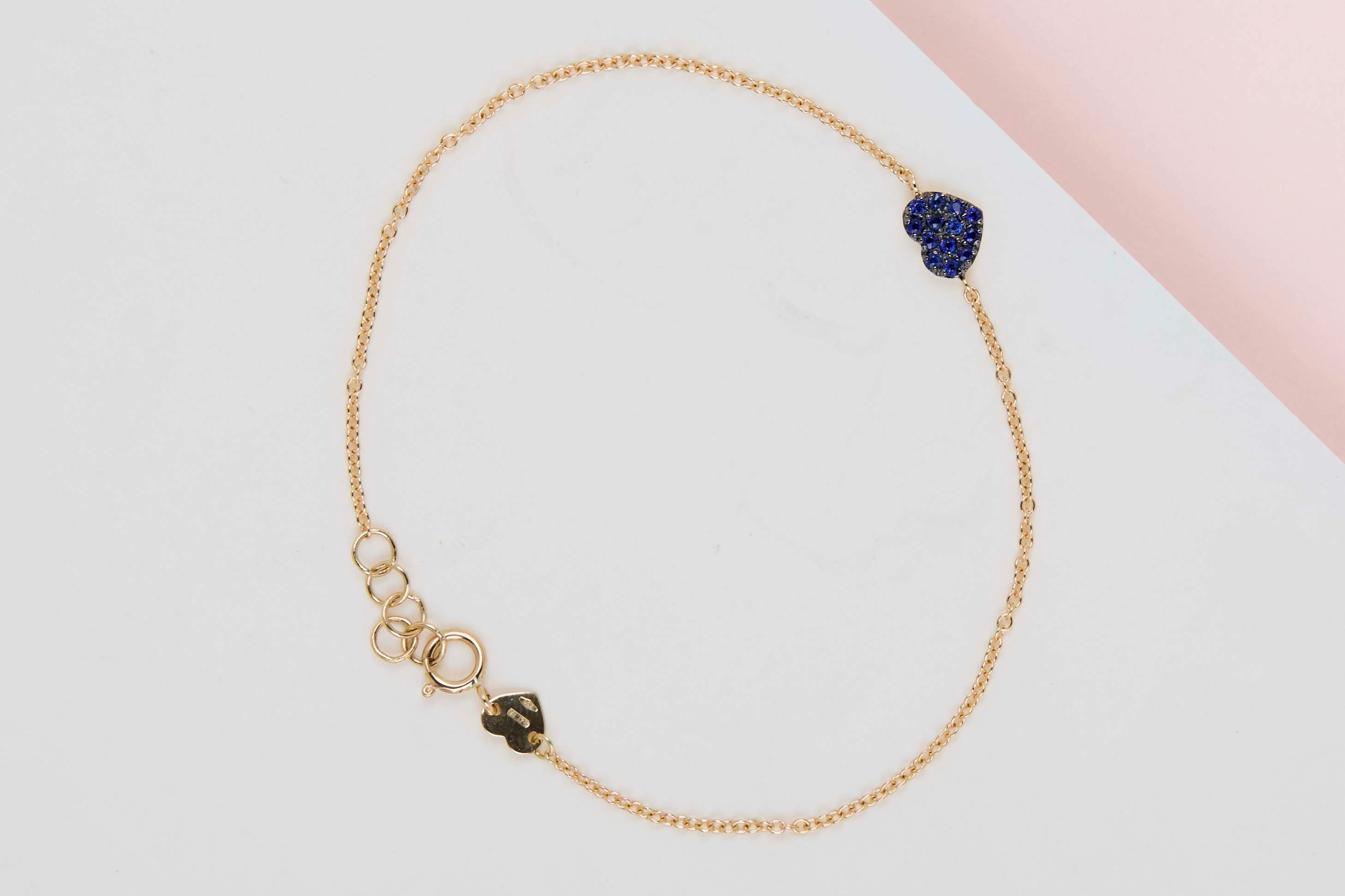 18ct. Yellow Gold Bracelet - Blue Sapphire - 17.5CM