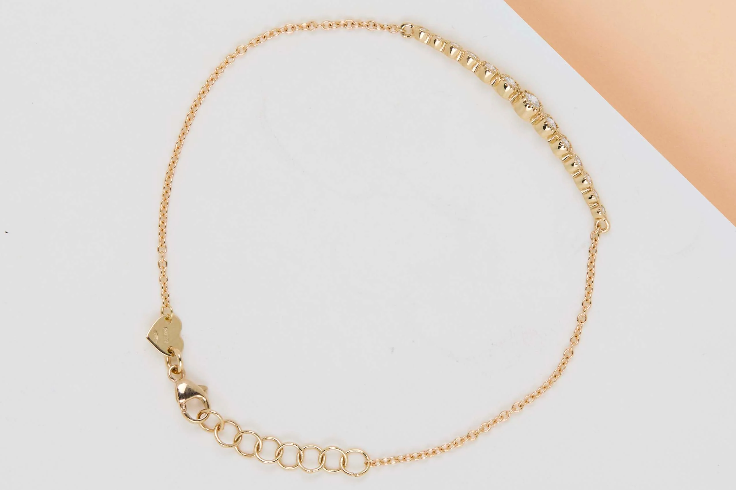 18ct. Yellow Gold Bracelet - Diamonds - 17CM