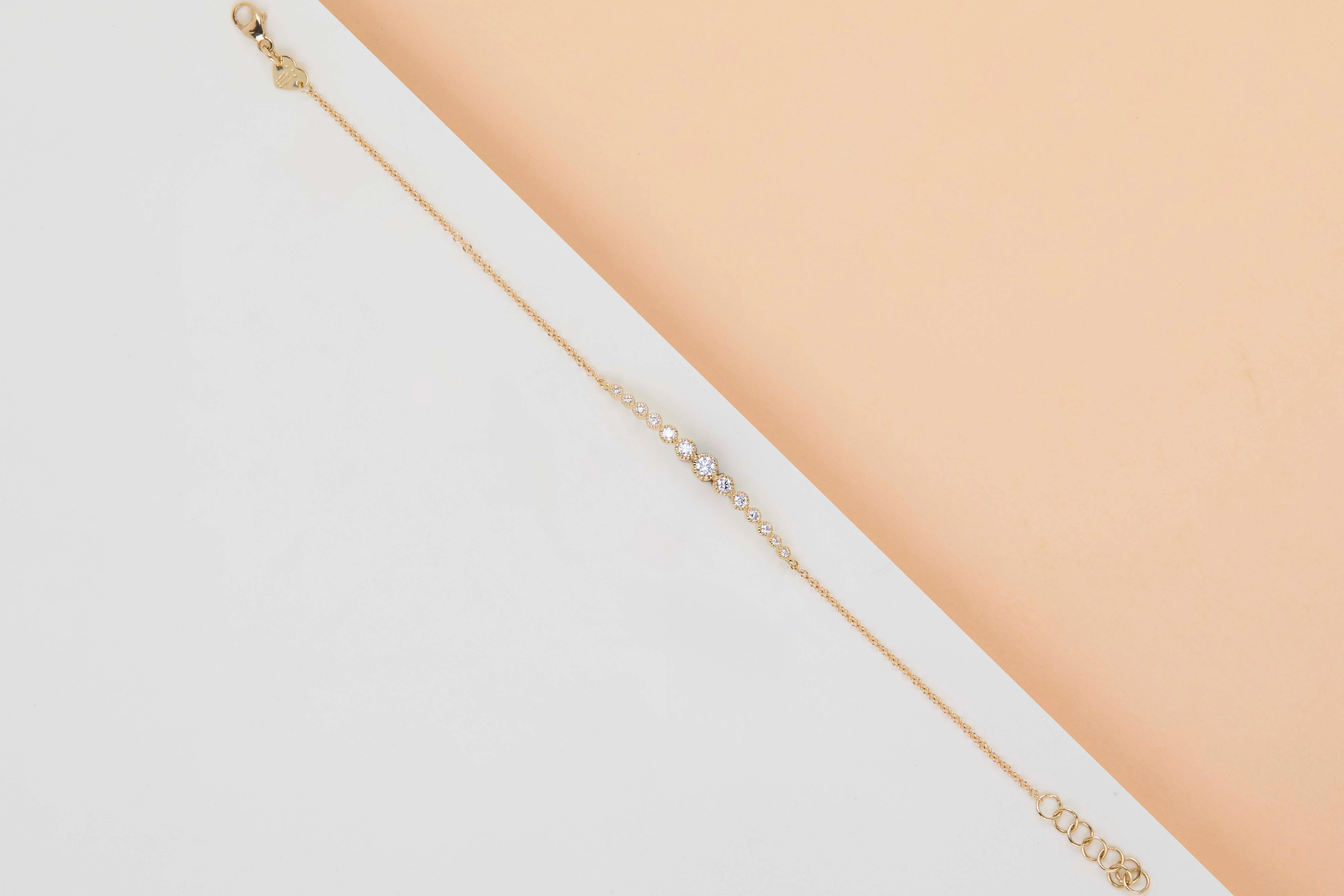 18ct. Yellow Gold Bracelet - Diamonds - 17CM - Image 3