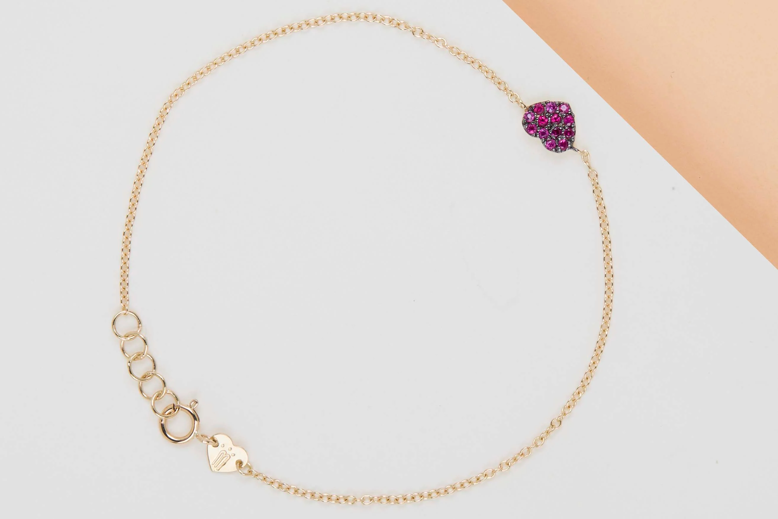18ct. Yellow Gold Bracelet - Ruby - 18 CM