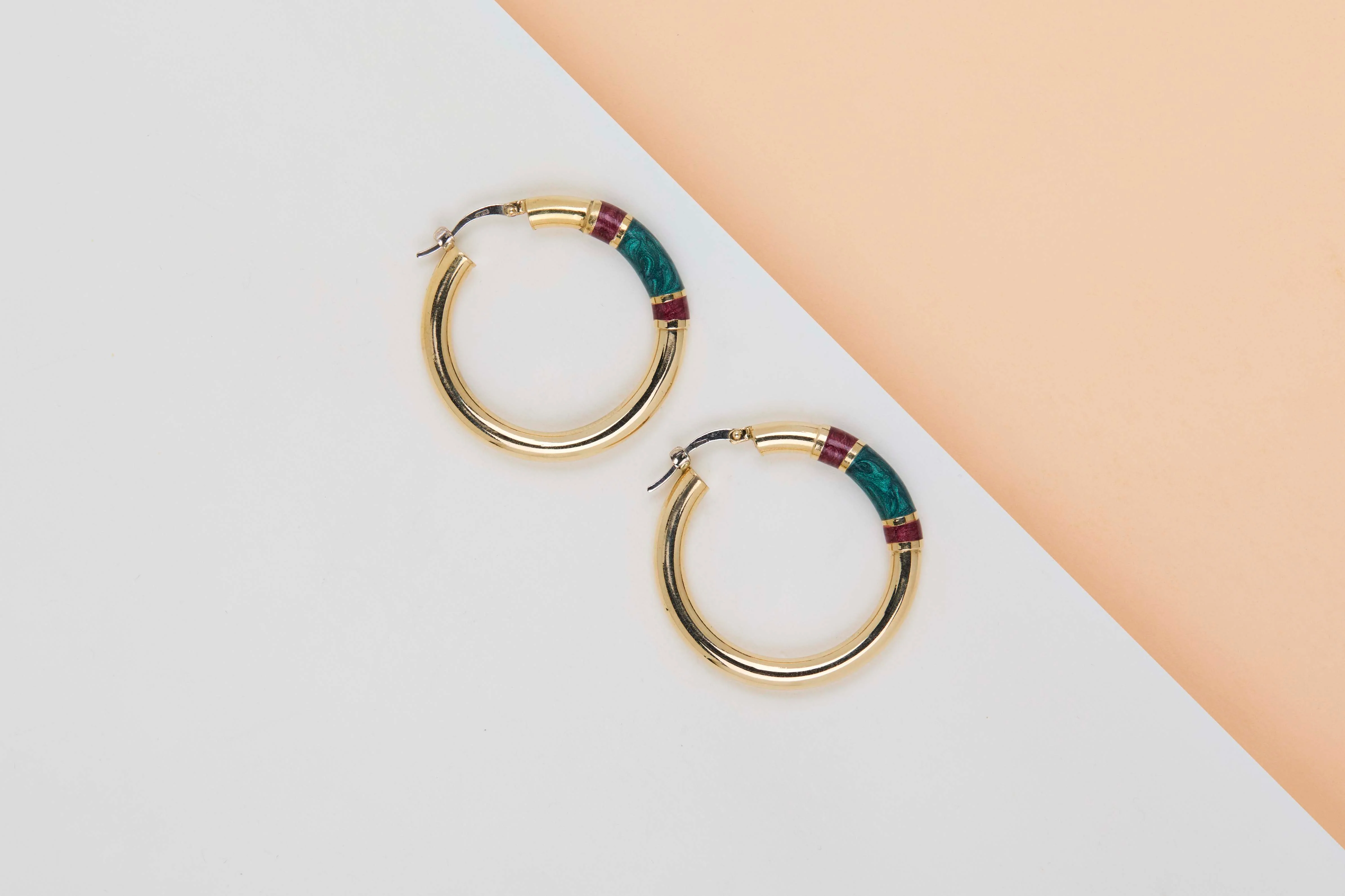 18ct. Yellow Gold Earrings - Enamel - Image 2