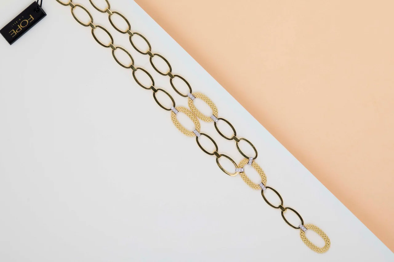 18ct. Yellow Gold Necklace & 0.21ct. Diamonds - 44 CM - Image 3