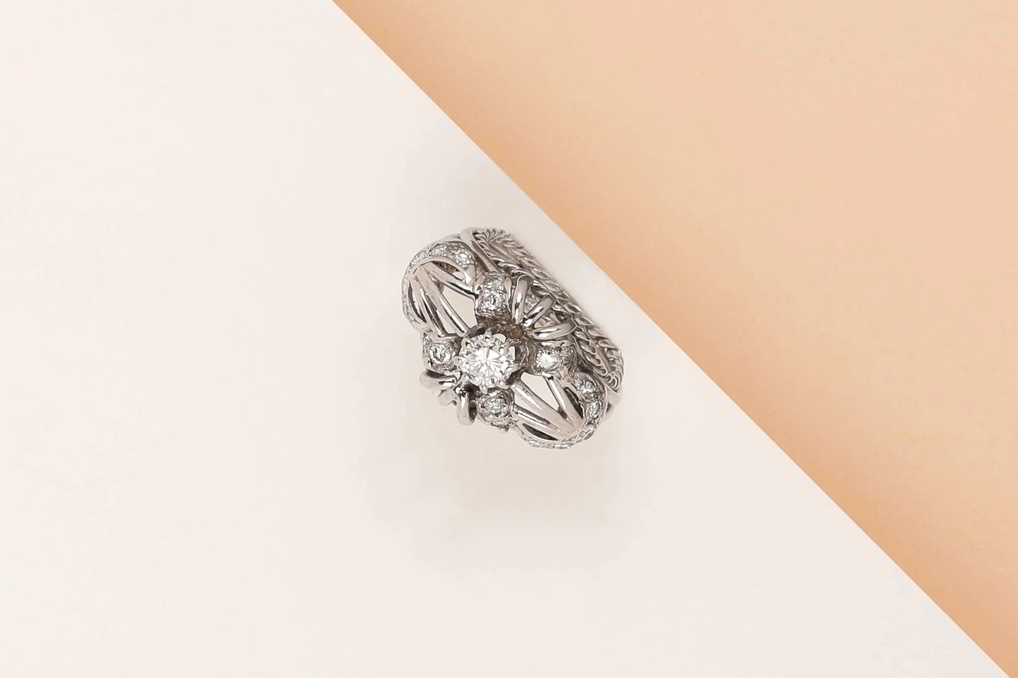 14 ct. White Gold Ring - Brilliant - Size 51 - Image 2