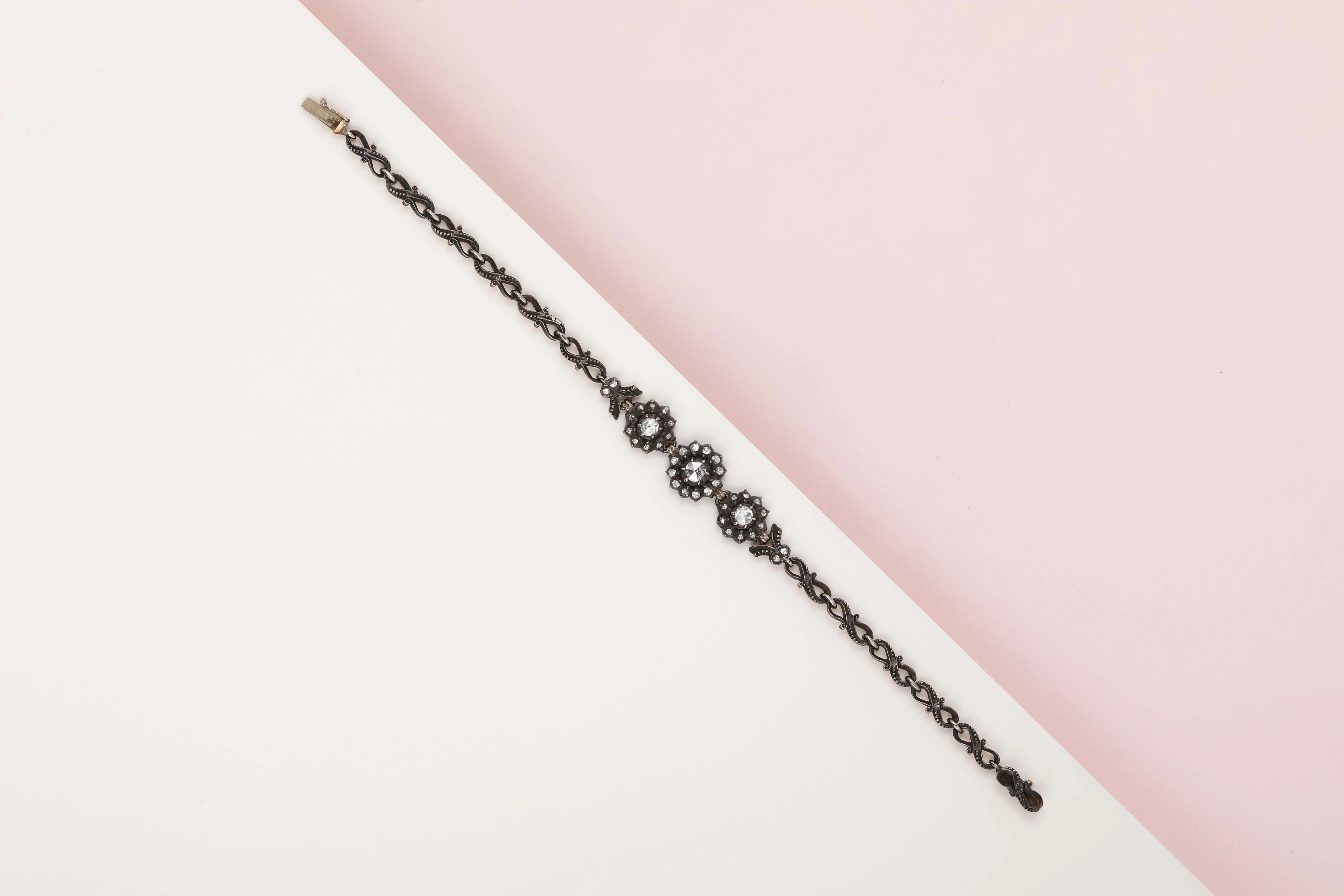 Silver & Yellow Gold Bracelet - Diamonds - Image 2