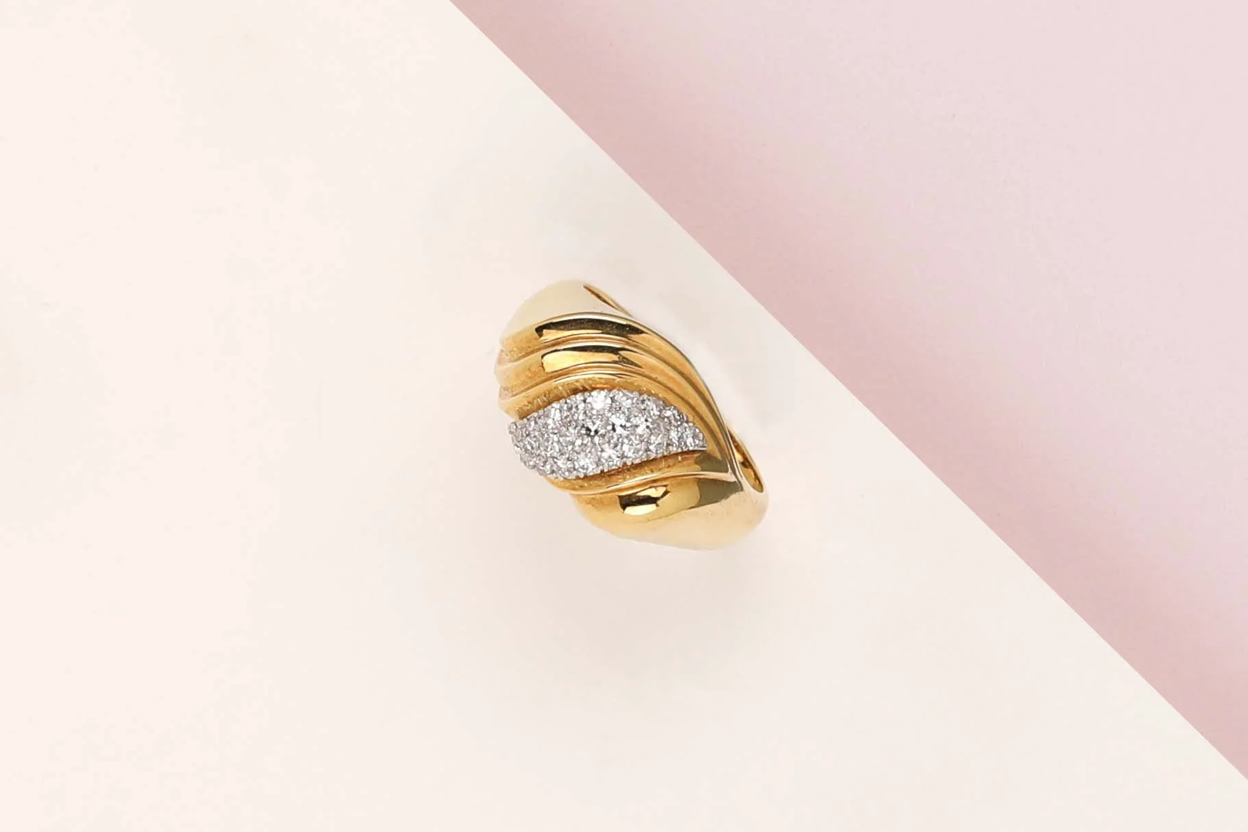 18 ct. Yellow Gold Ring - Diamonds - Size 54 - Image 2
