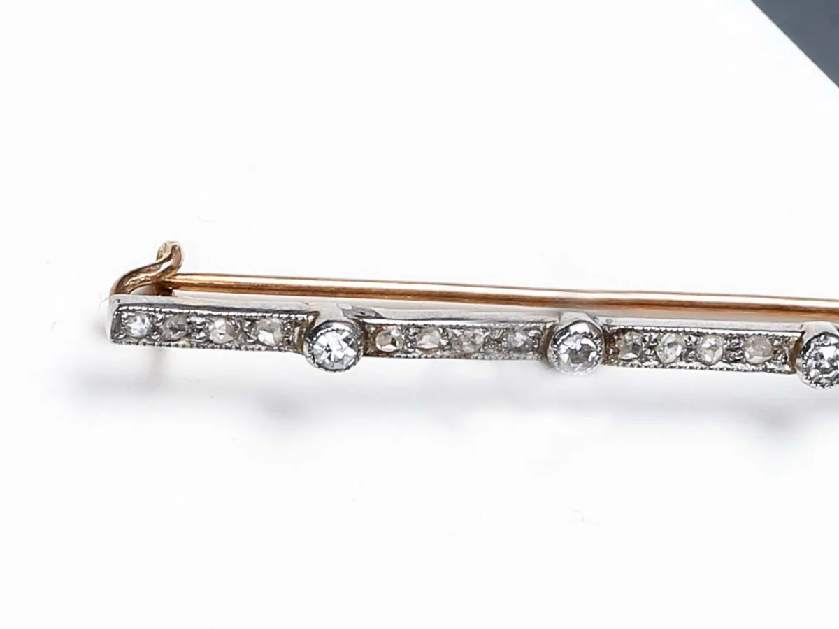 14 ct. White and Rose Gold Brooch - Old Cut Diamonds - Image 2