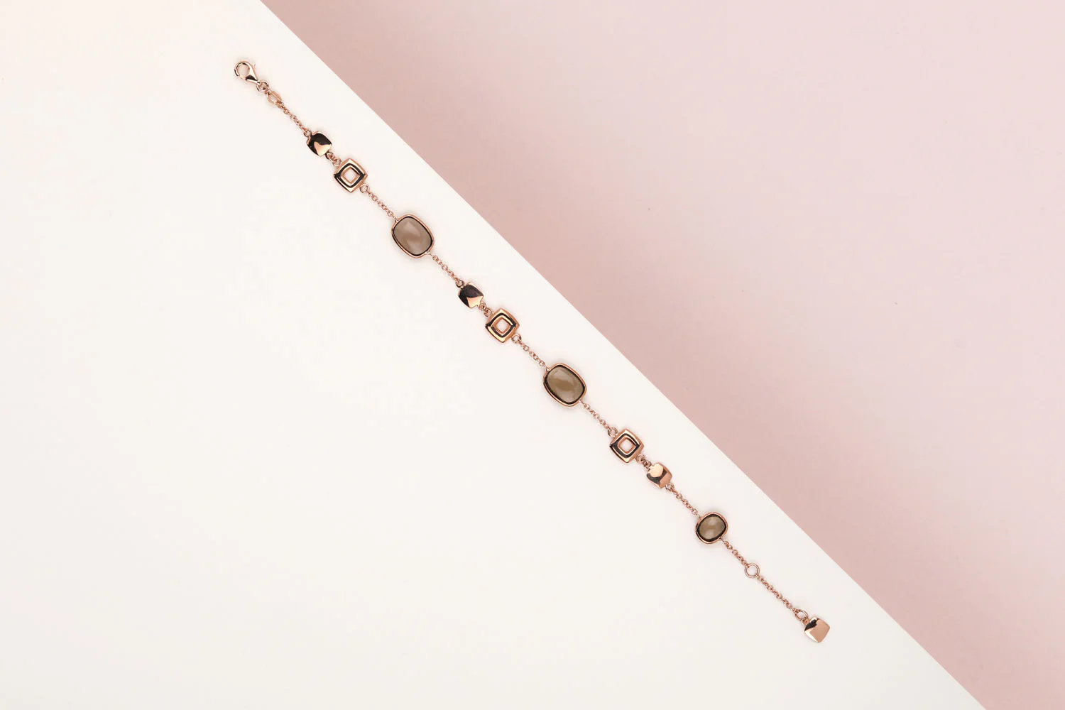 18 ct. Rose Gold Bracelet - Smokey Quartz - 19 cm - Image 2