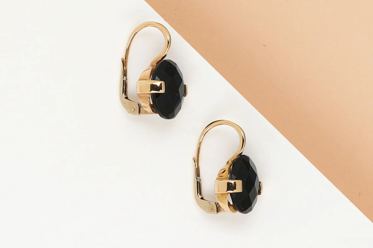 18 ct. Rose Gold Earrings - Onyx - Image 2