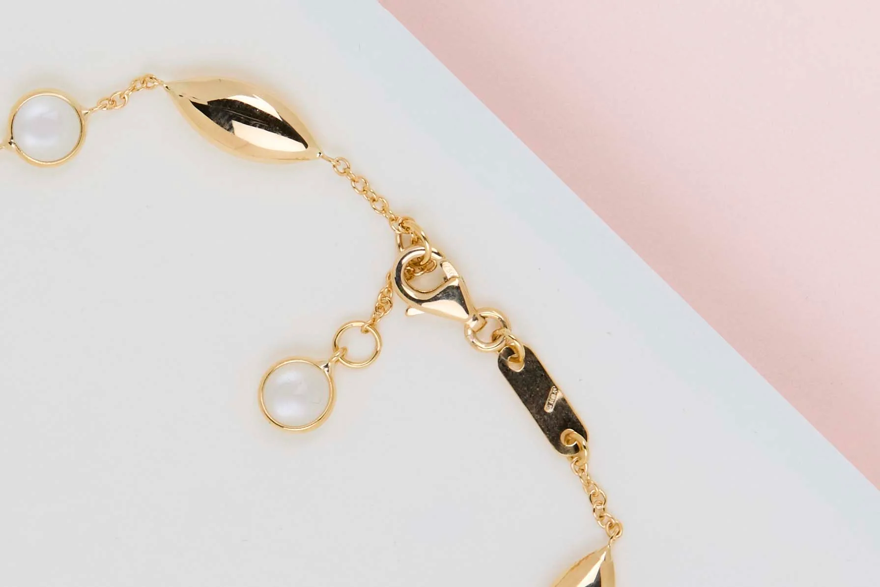 18ct. Yellow Gold Bracelet - Moon Stone - 19CM - Image 2