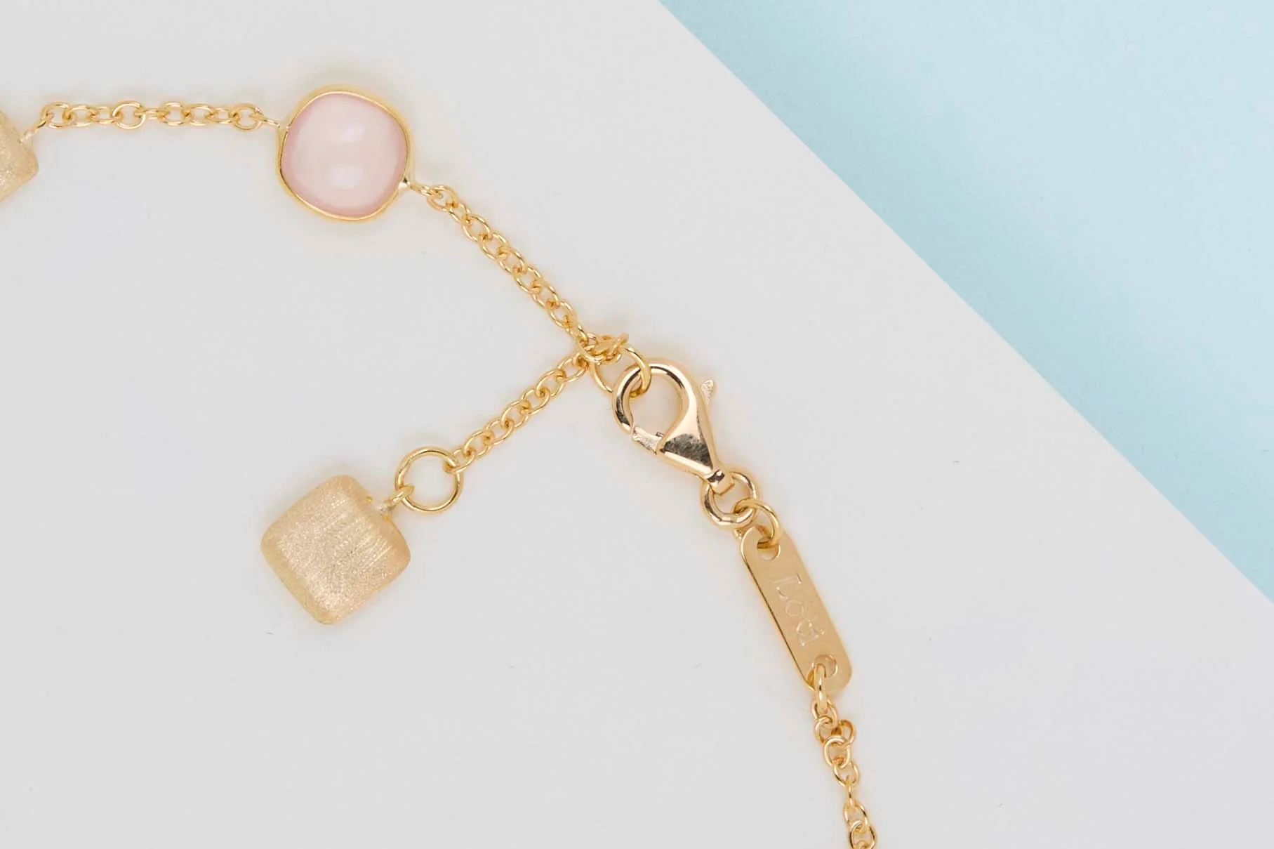 18ct. Yellow Gold Bracelet - Rose Quartz - 19CM - Image 2