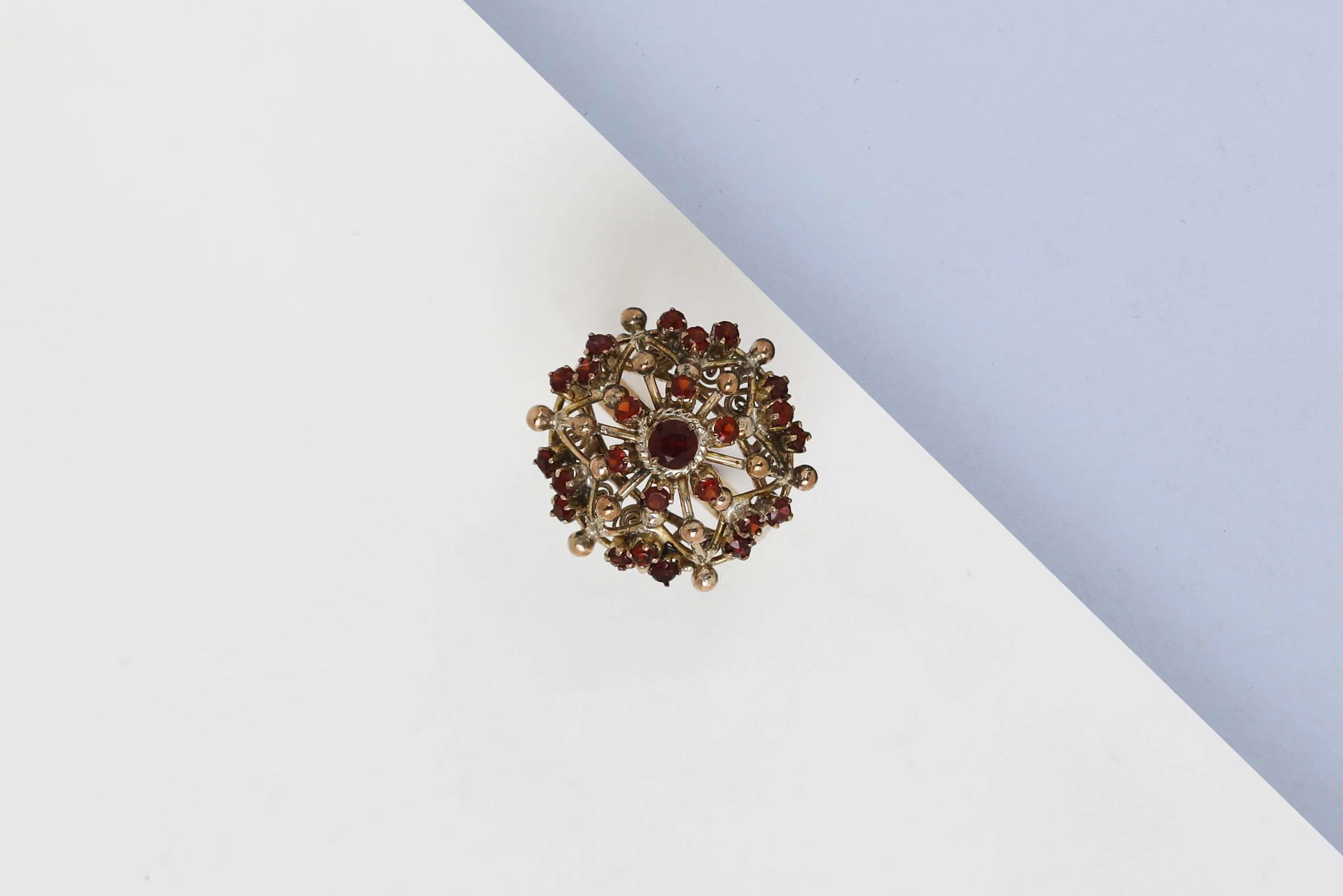 9 ct. Yellow Gold Ring -Garnet- Size 54 - Image 2
