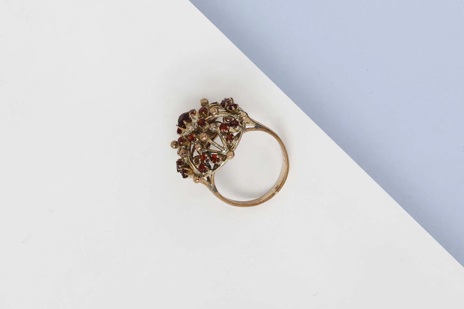 9 ct. Yellow Gold Ring -Garnet- Size 54 - Image 3