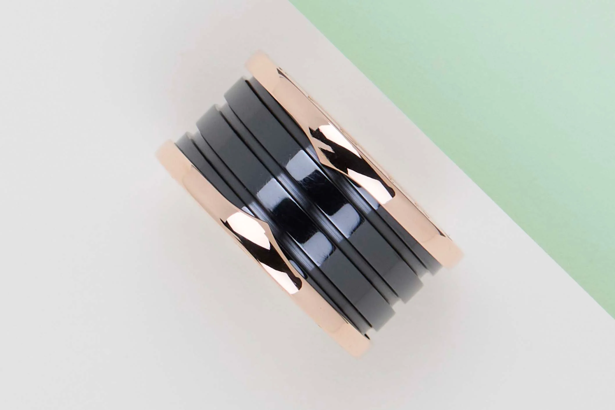 B.Zero 1 Four Band Ring - Size 56 - Rose Gold & Ceramic - B