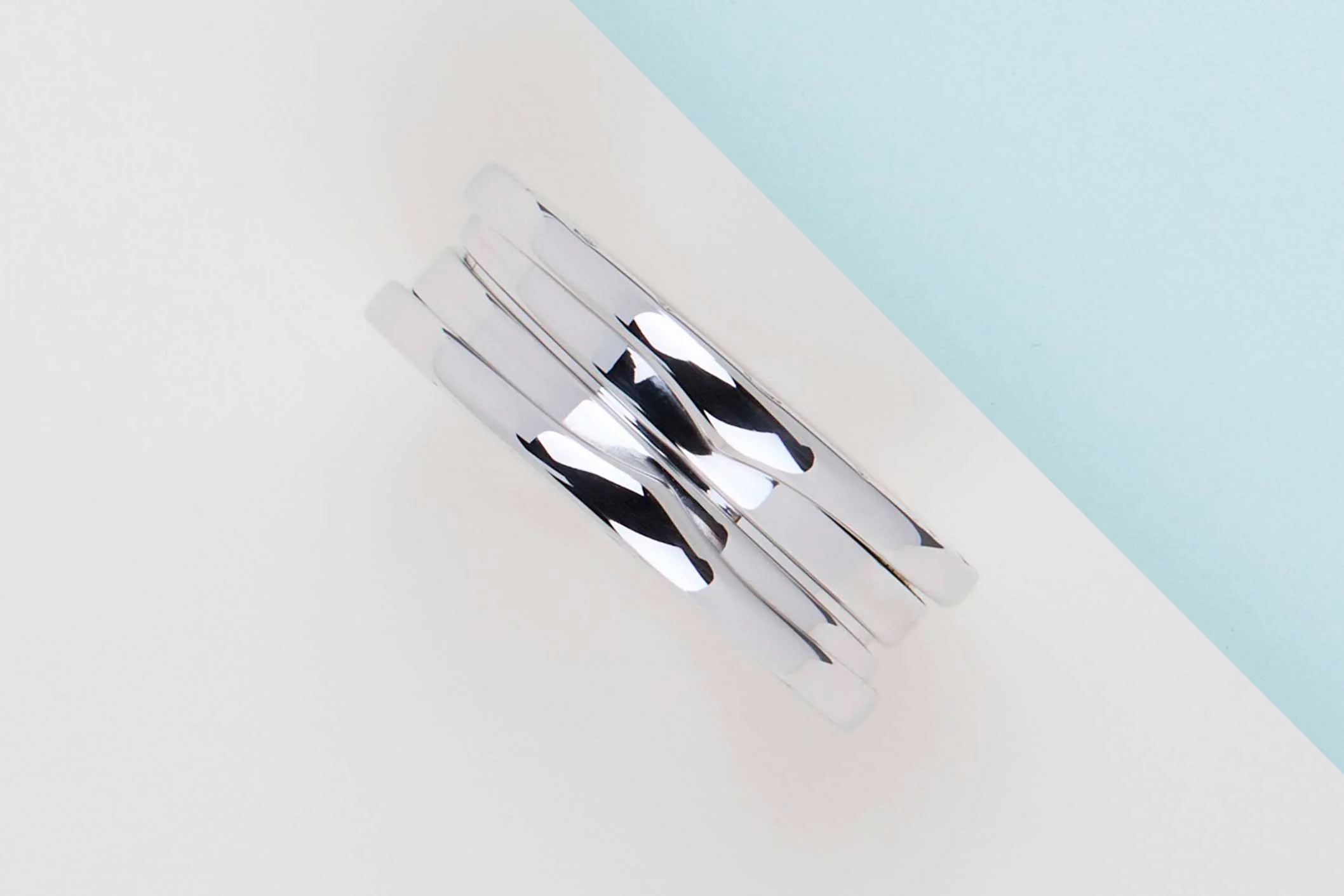B.Zero 1 Two Band Ring - White Gold - Size 57 - B
