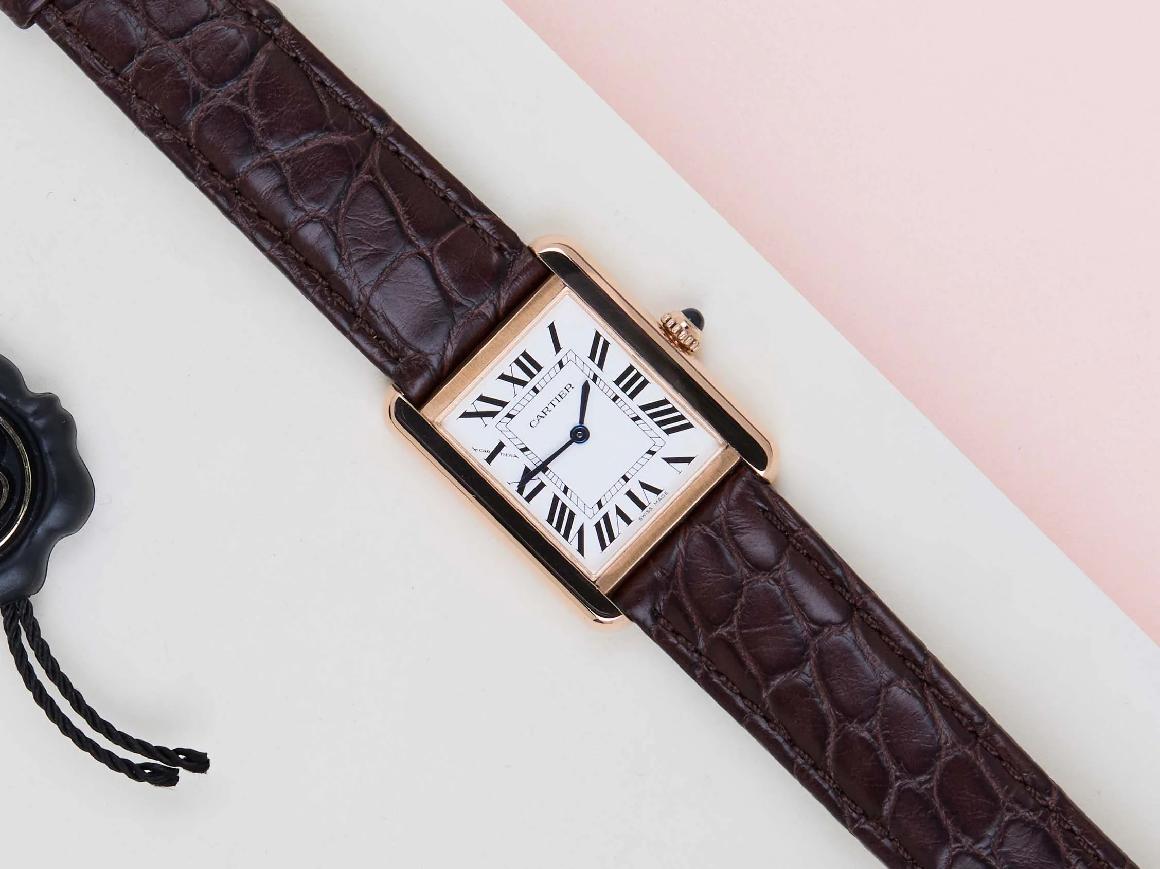 Tank Solo Small 'White Roman Dial - Rose Gold'
