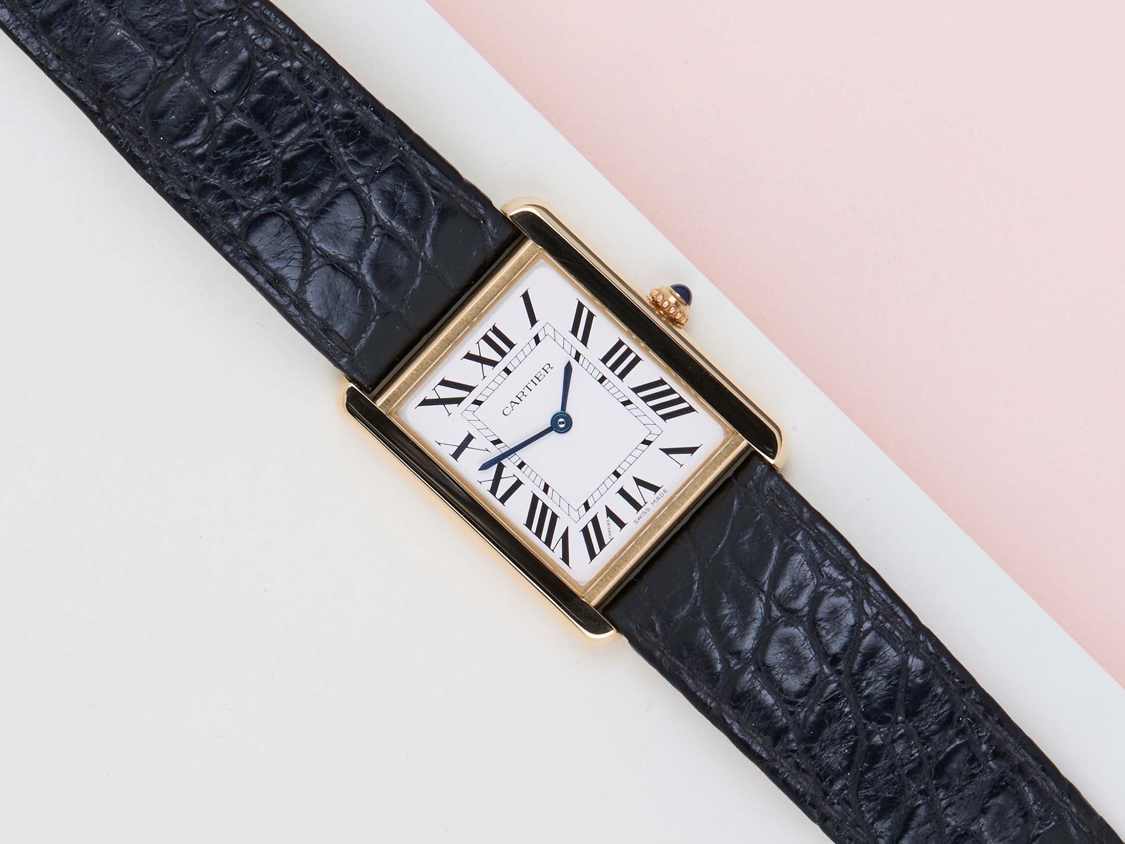 Tank Solo Large 'White Roman Dial - Yellow Gold'