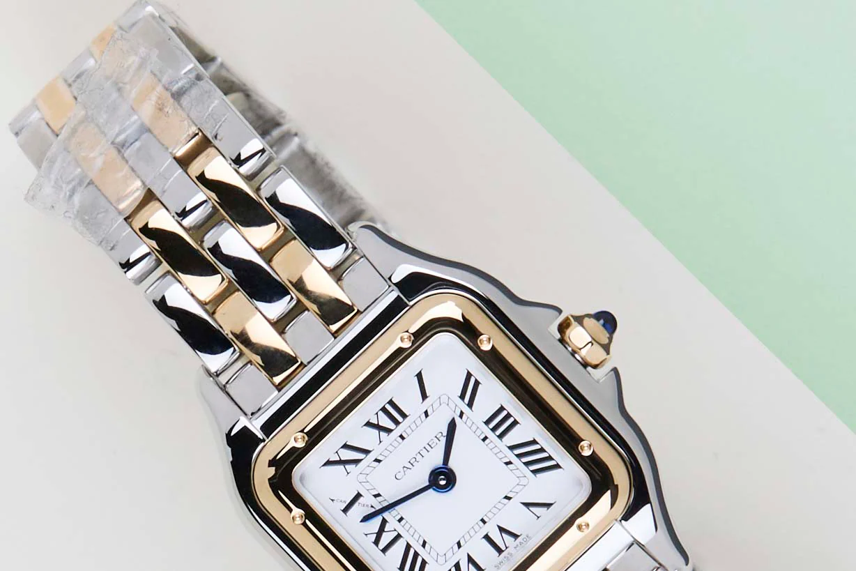 Panthère Small 'Yellow Gold and Steel - White Roman Dial' - Image 3