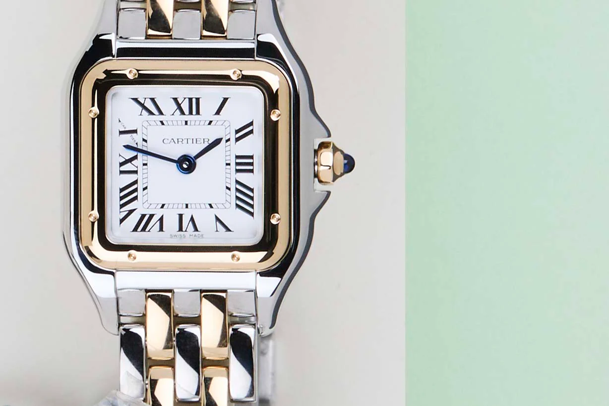 Panthère Small 'Yellow Gold and Steel - White Roman Dial' - Image 5