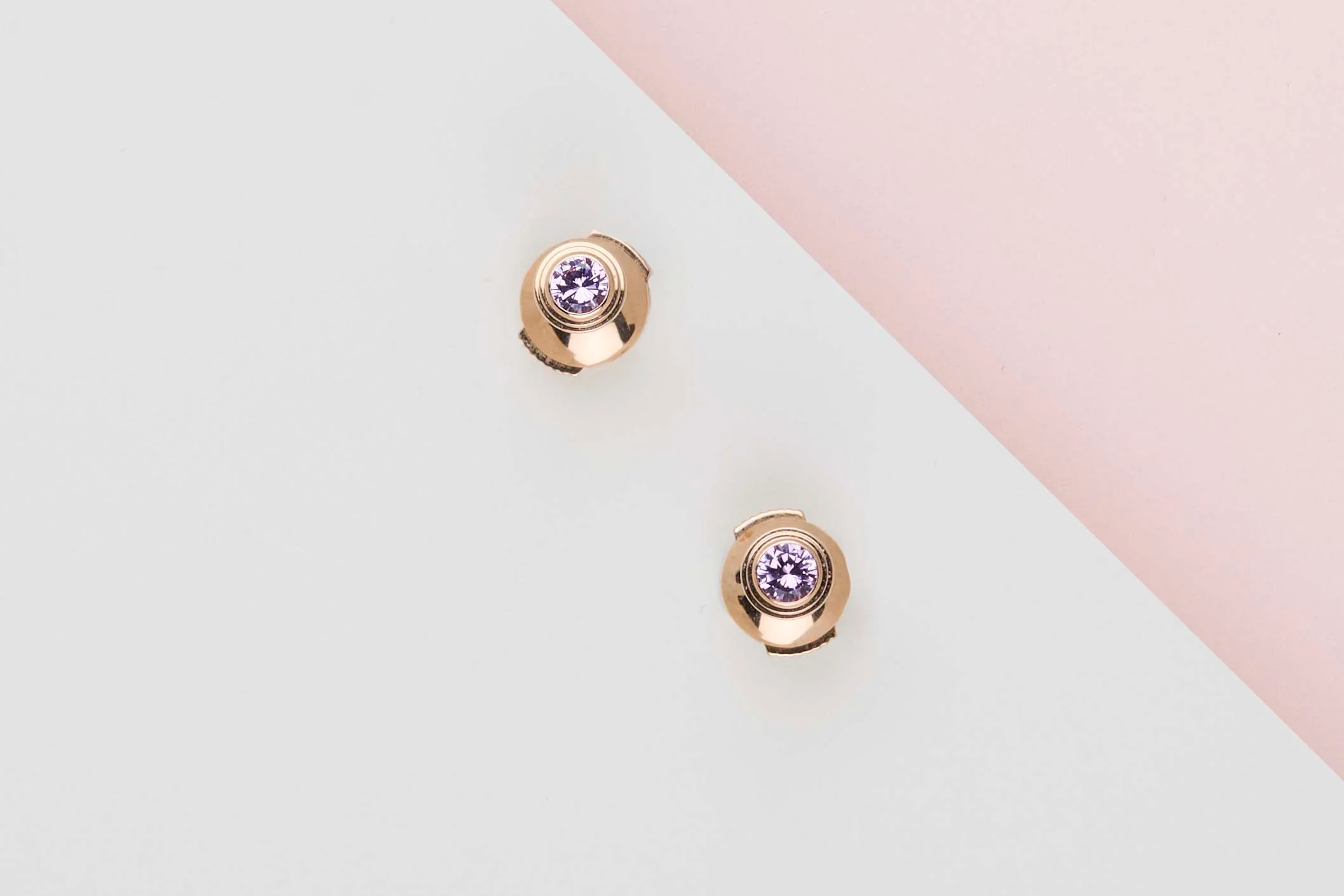 D'Amour Earstuds - Rose Gold & Rose Sapphire - Pouch & Papers