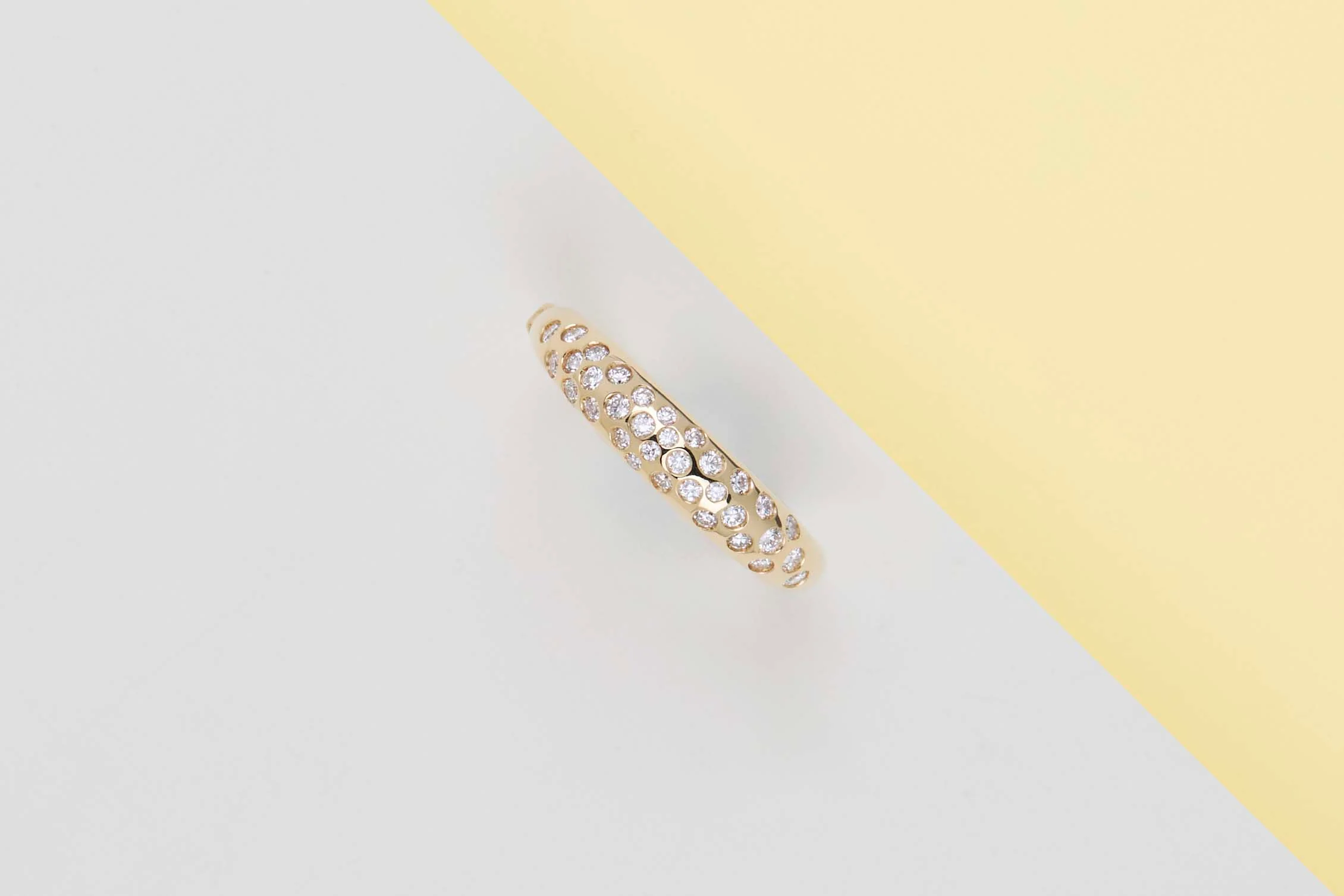 Domed Band Ring Yellow Gold & Diamonds - Size 55 - Image 2