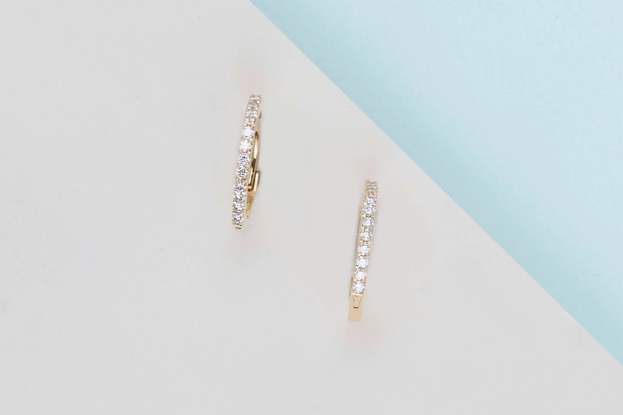 Geometric Hoop Earrings - Yellow Gold & Diamonds
