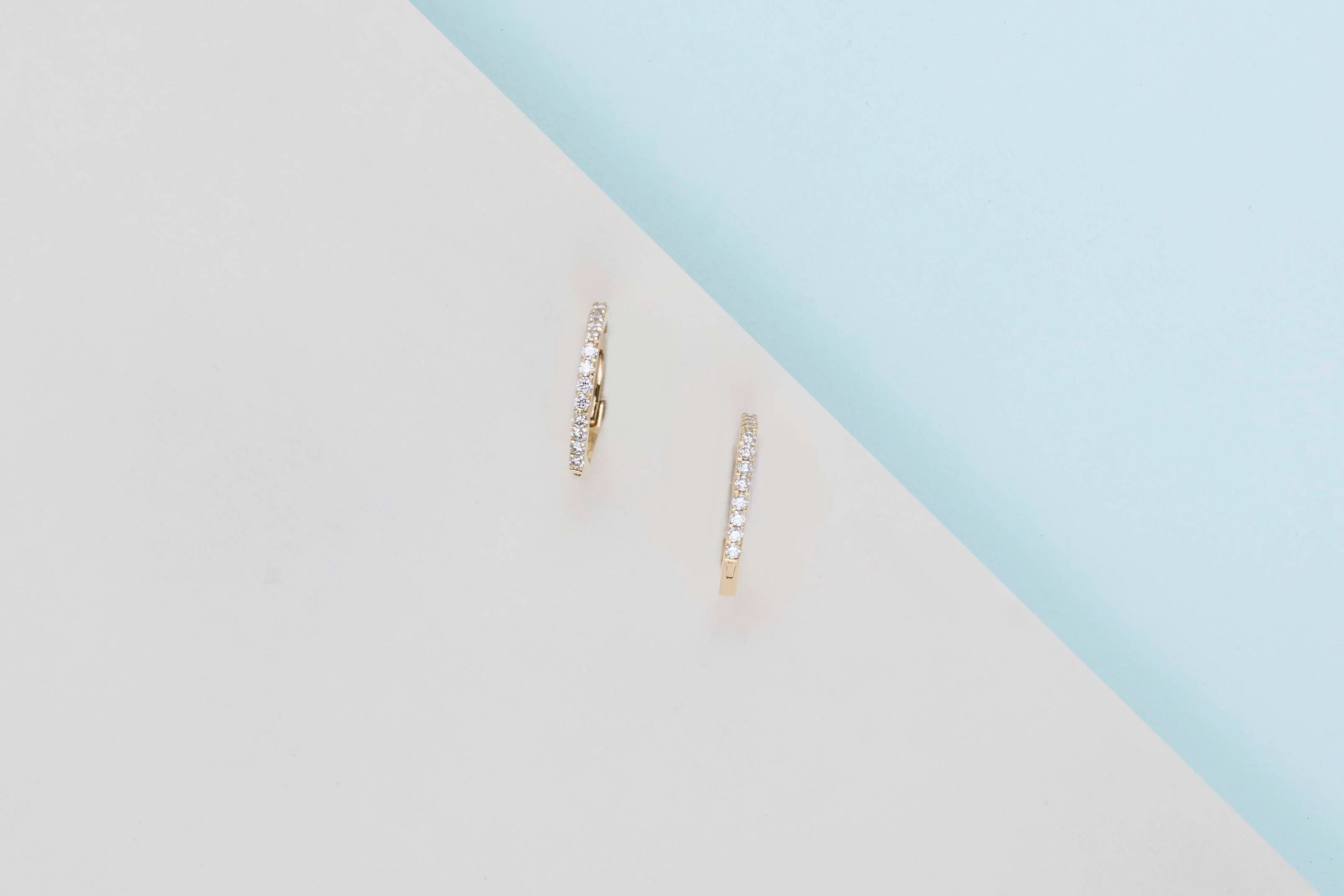 Geometric Hoop Earrings - Yellow Gold & Diamonds - Image 2