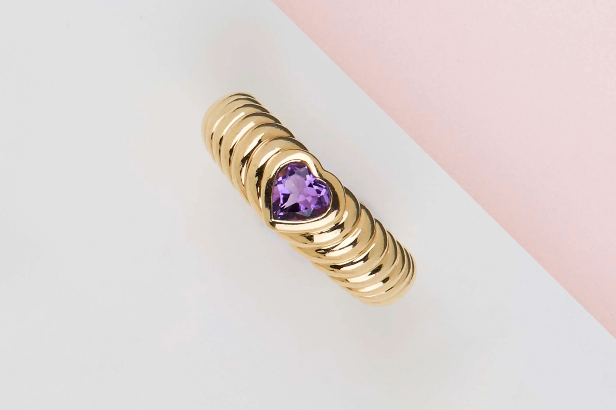 Friendship Ring - Yellow Gold - Amethyst - Size 53 - B