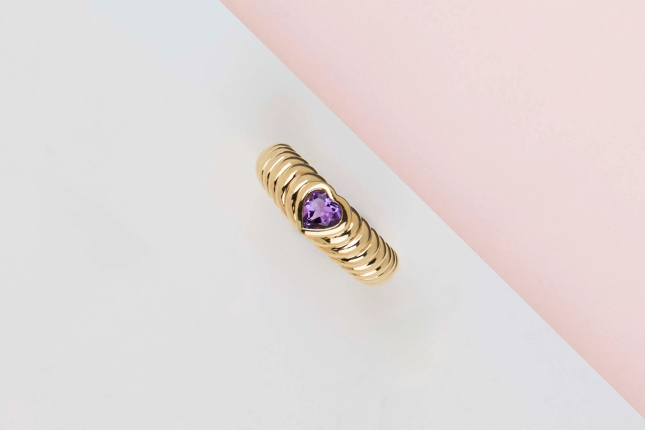 Friendship Ring - Yellow Gold - Amethyst - Size 53 - B - Image 2