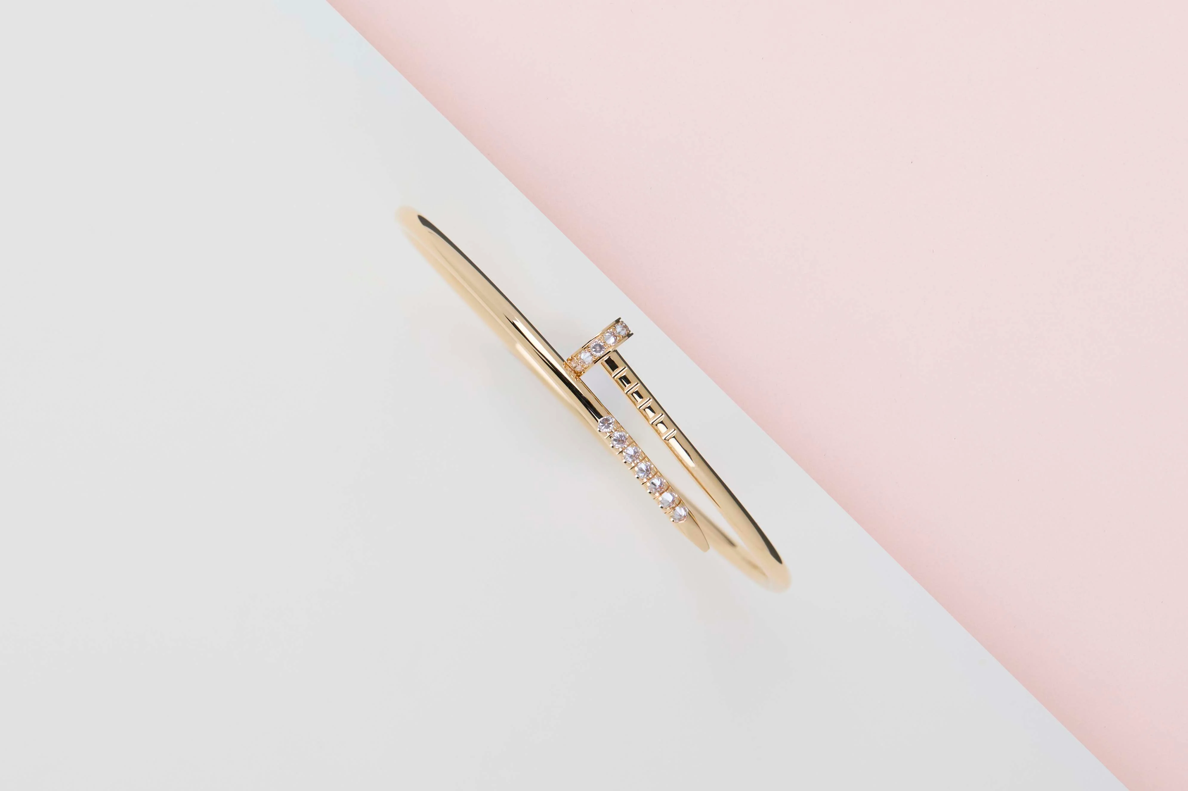 Juste Un Clou Bracelet Small - Yellow Gold & Reverse Set Diamonds - Size 16 - B&P - Image 2