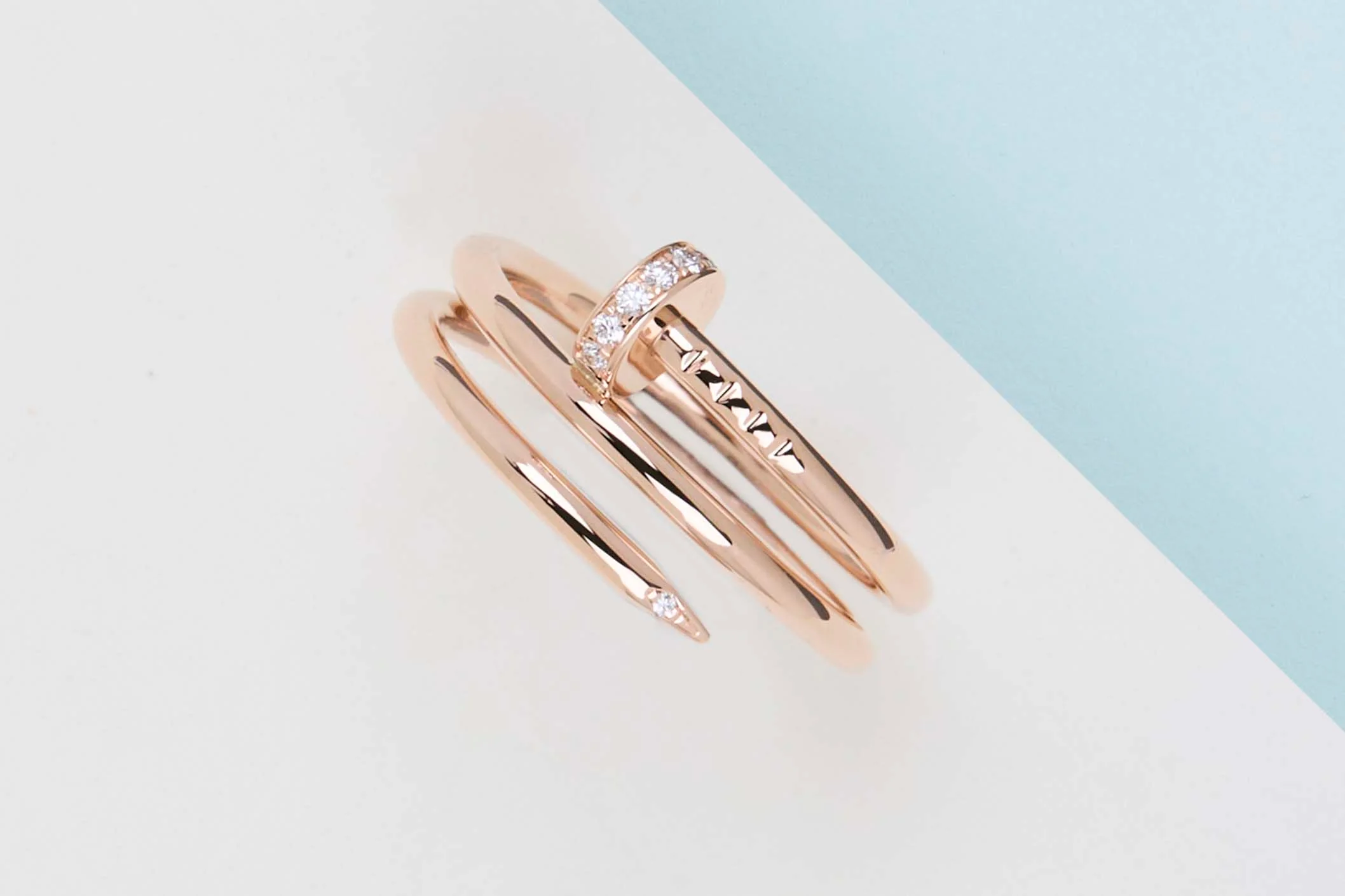 Juste Un Clou Double Ring - Rose Gold - Diamonds - Size 54 - B&P