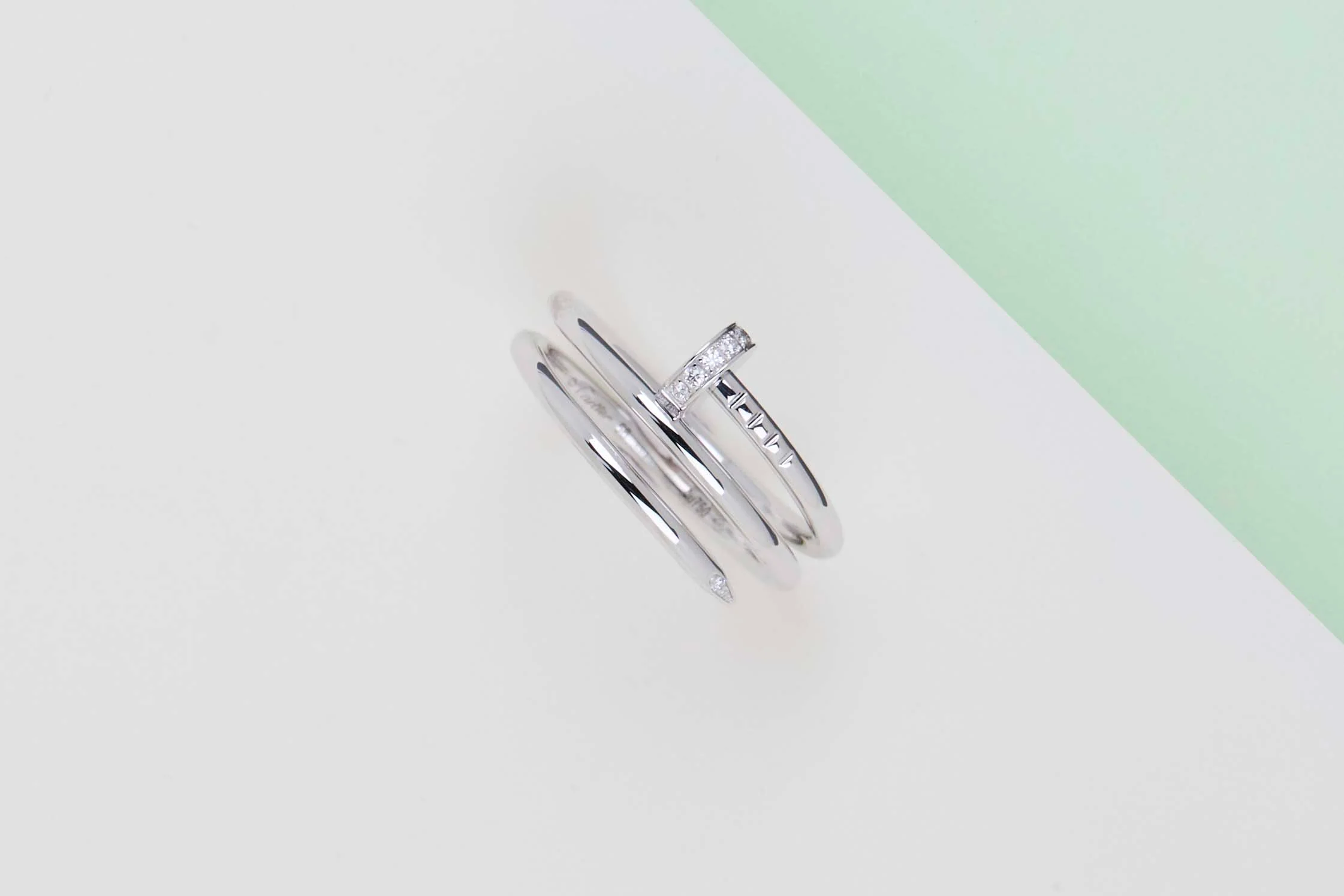 Juste Un Clou Double Ring - White Gold - Diamonds - Size 56 - B&P - Image 2